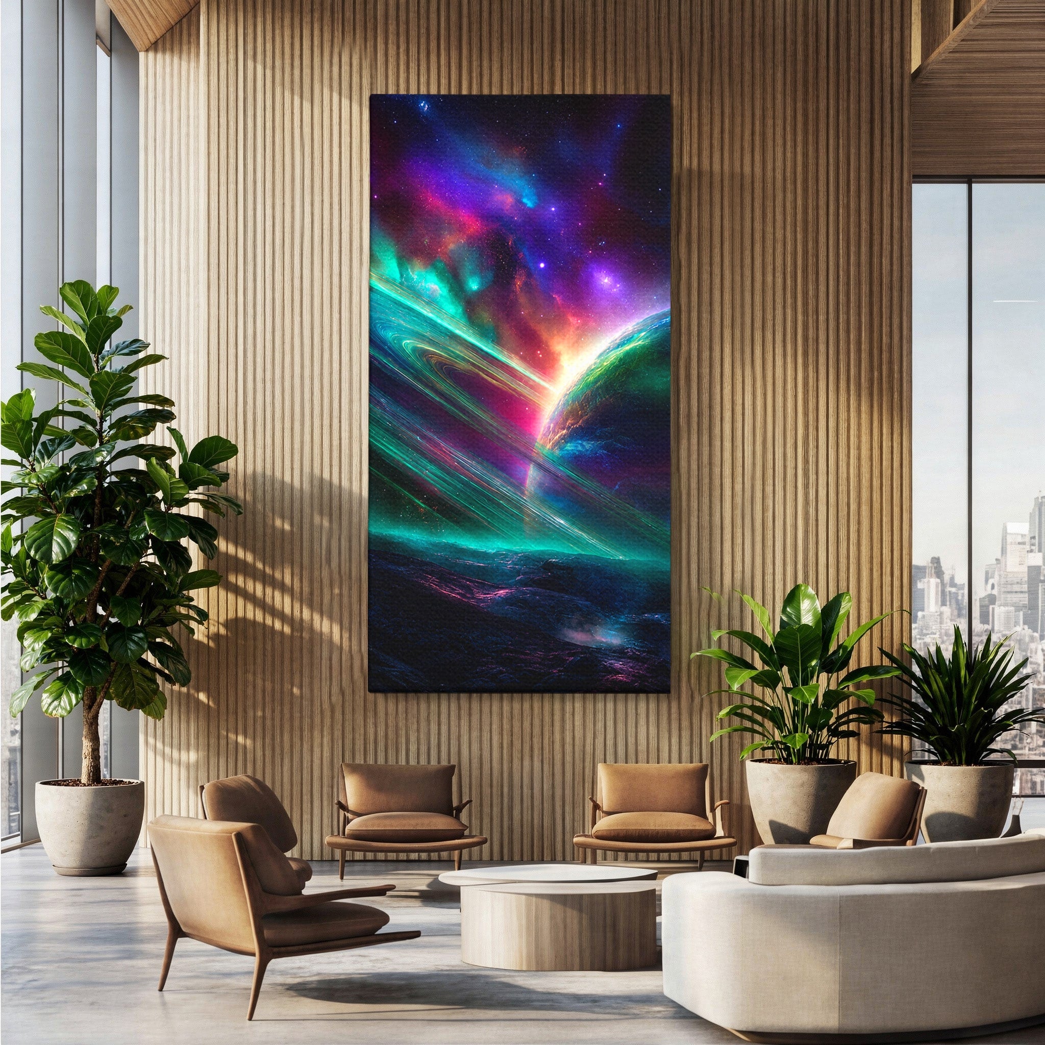 Tablou Canvas Premium LuxCanva® S1037, Planeta Misterioasa, Planeta, Univers, Spatiu, Dormitor, Living, Culori Vibrante