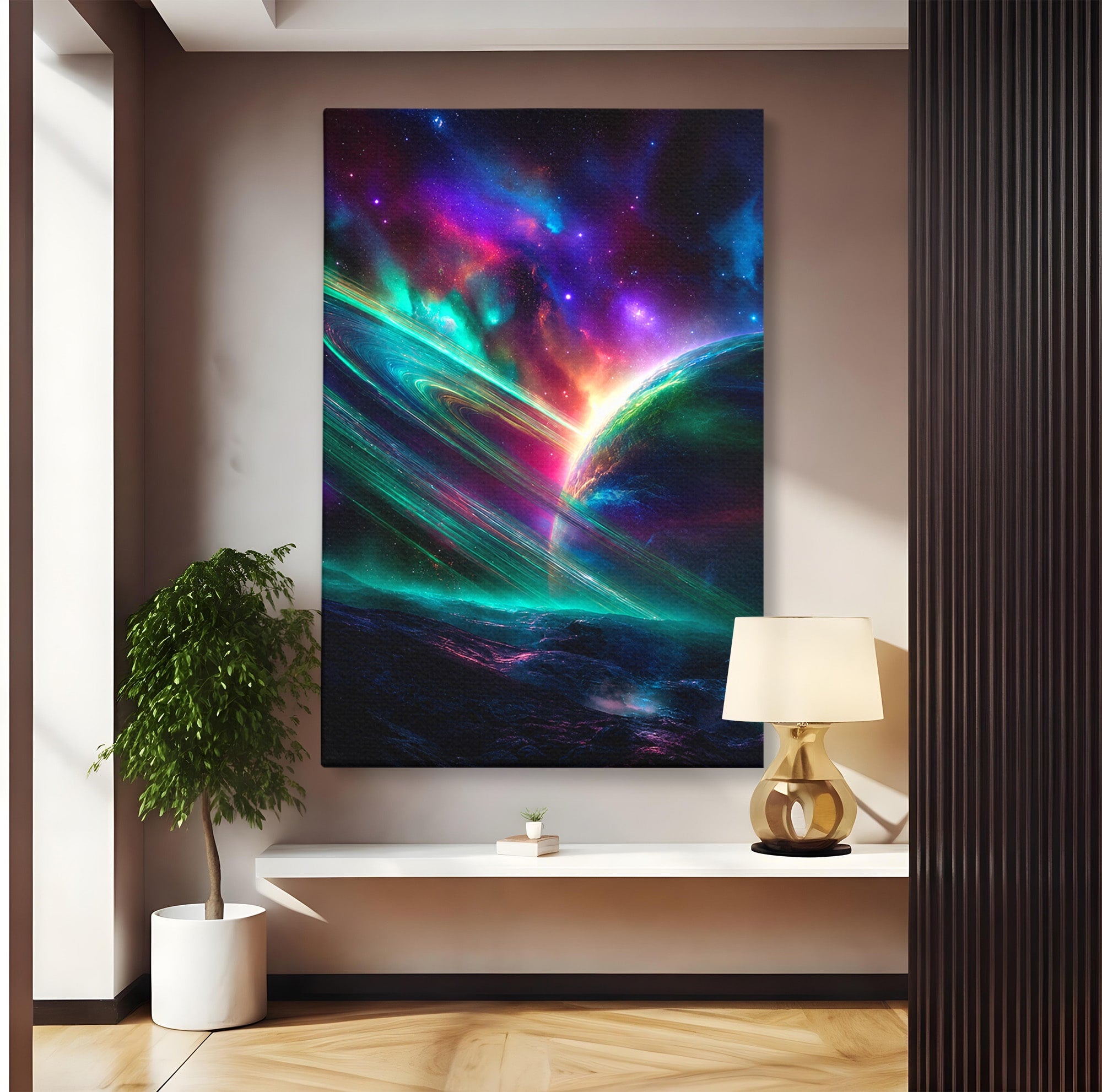 Tablou Canvas Premium LuxCanva® S1037, Planeta Misterioasa, Planeta, Univers, Spatiu, Dormitor, Living, Culori Vibrante