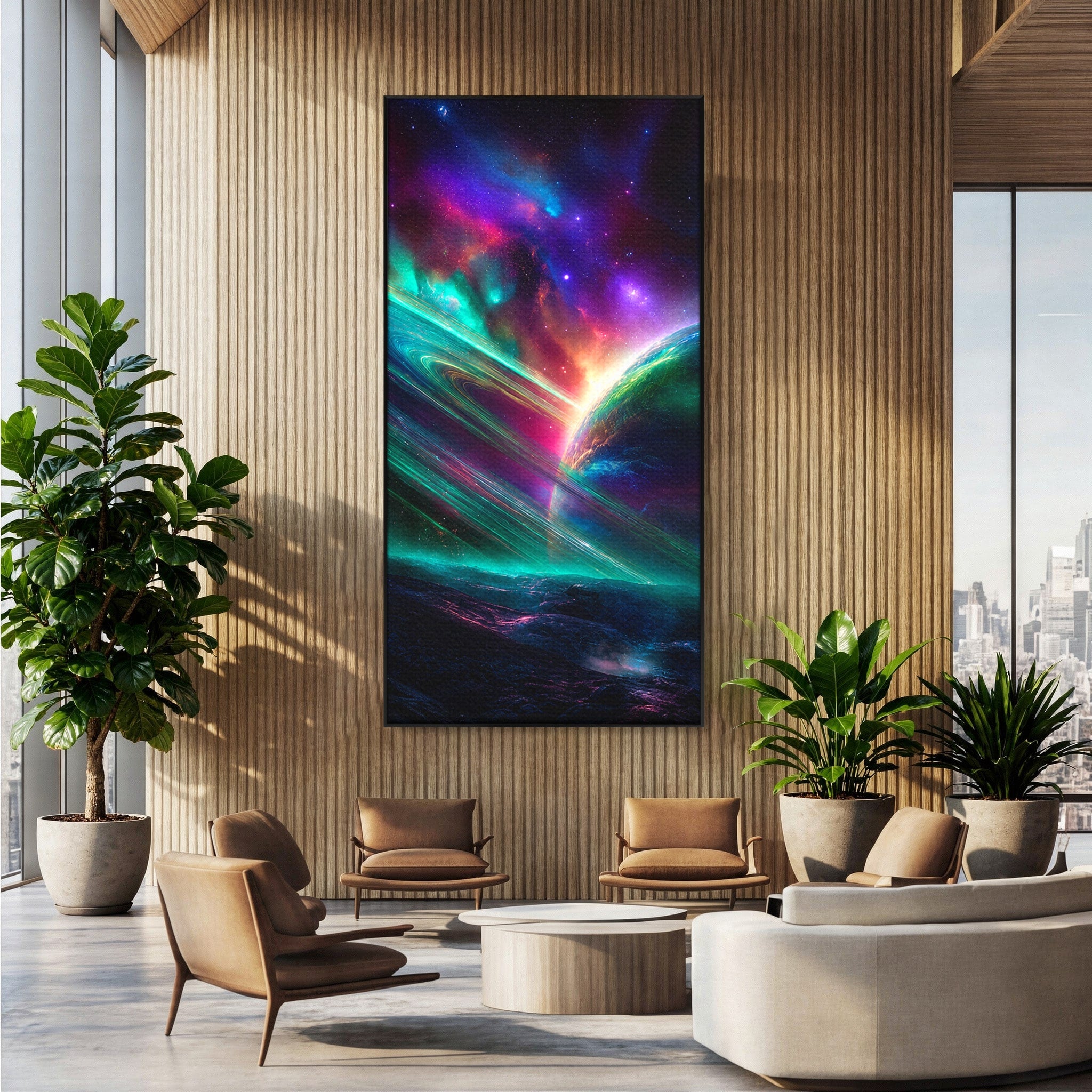 Tablou Canvas Premium LuxCanva® S1037, Planeta Misterioasa, Planeta, Univers, Spatiu, Dormitor, Living, Culori Vibrante