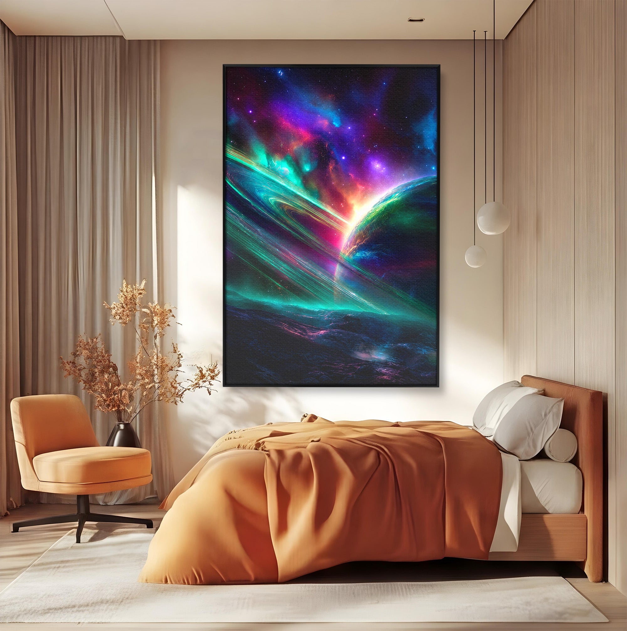 Tablou Canvas Premium LuxCanva® S1037, Planeta Misterioasa, Planeta, Univers, Spatiu, Dormitor, Living, Culori Vibrante