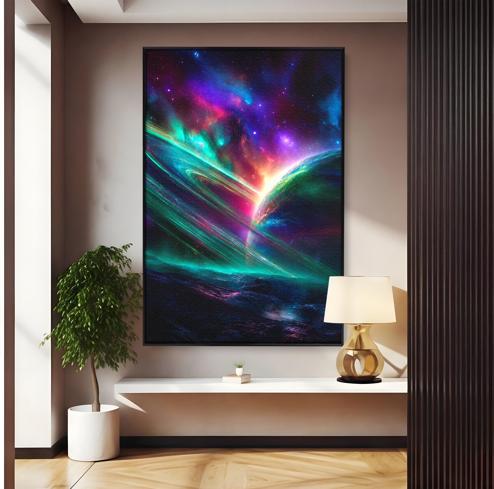 Tablou Canvas Premium LuxCanva® S1037, Planeta Misterioasa, Planeta, Univers, Spatiu, Dormitor, Living, Culori Vibrante