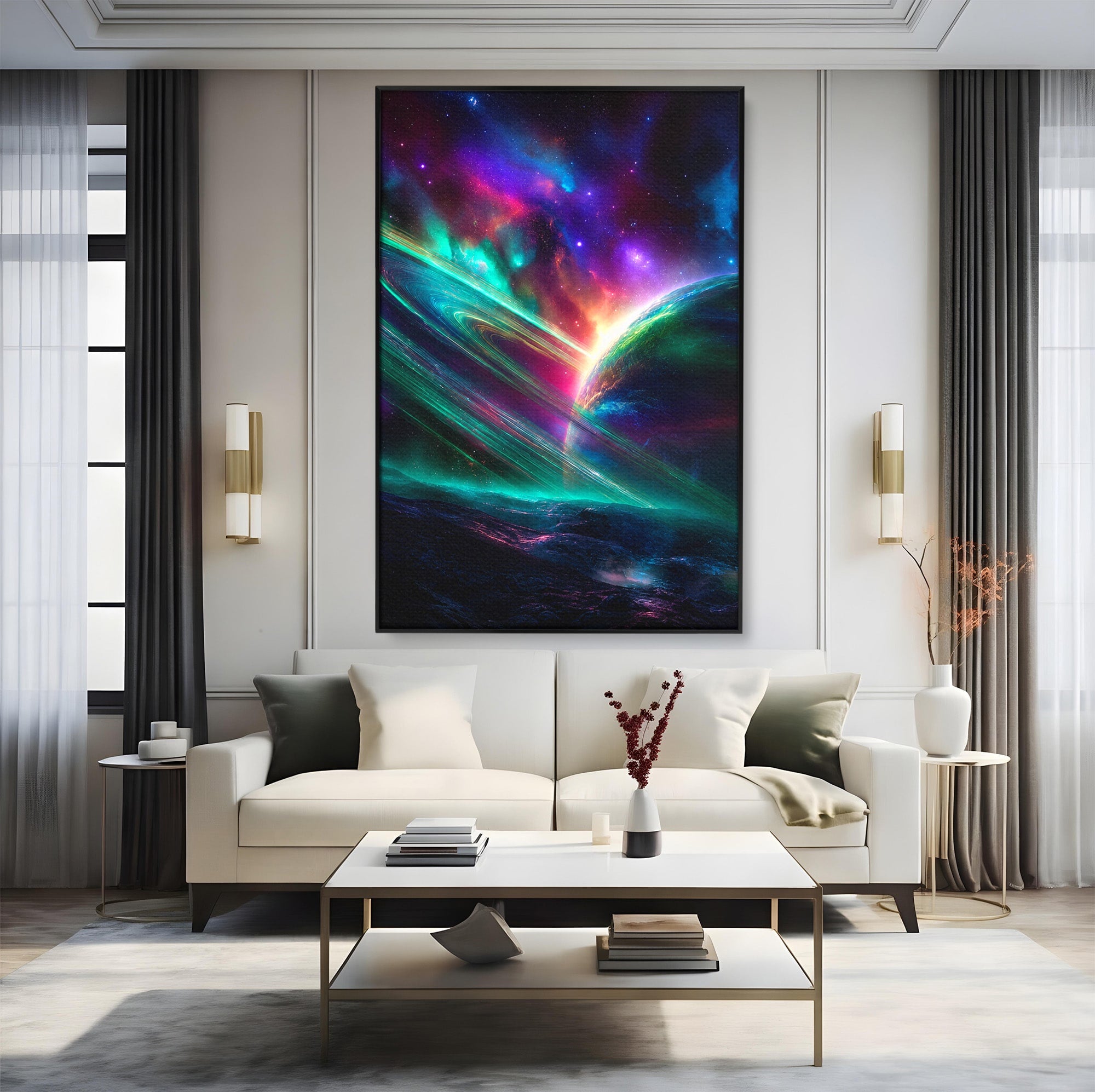Tablou Canvas Premium LuxCanva® S1037, Planeta Misterioasa, Planeta, Univers, Spatiu, Dormitor, Living, Culori Vibrante