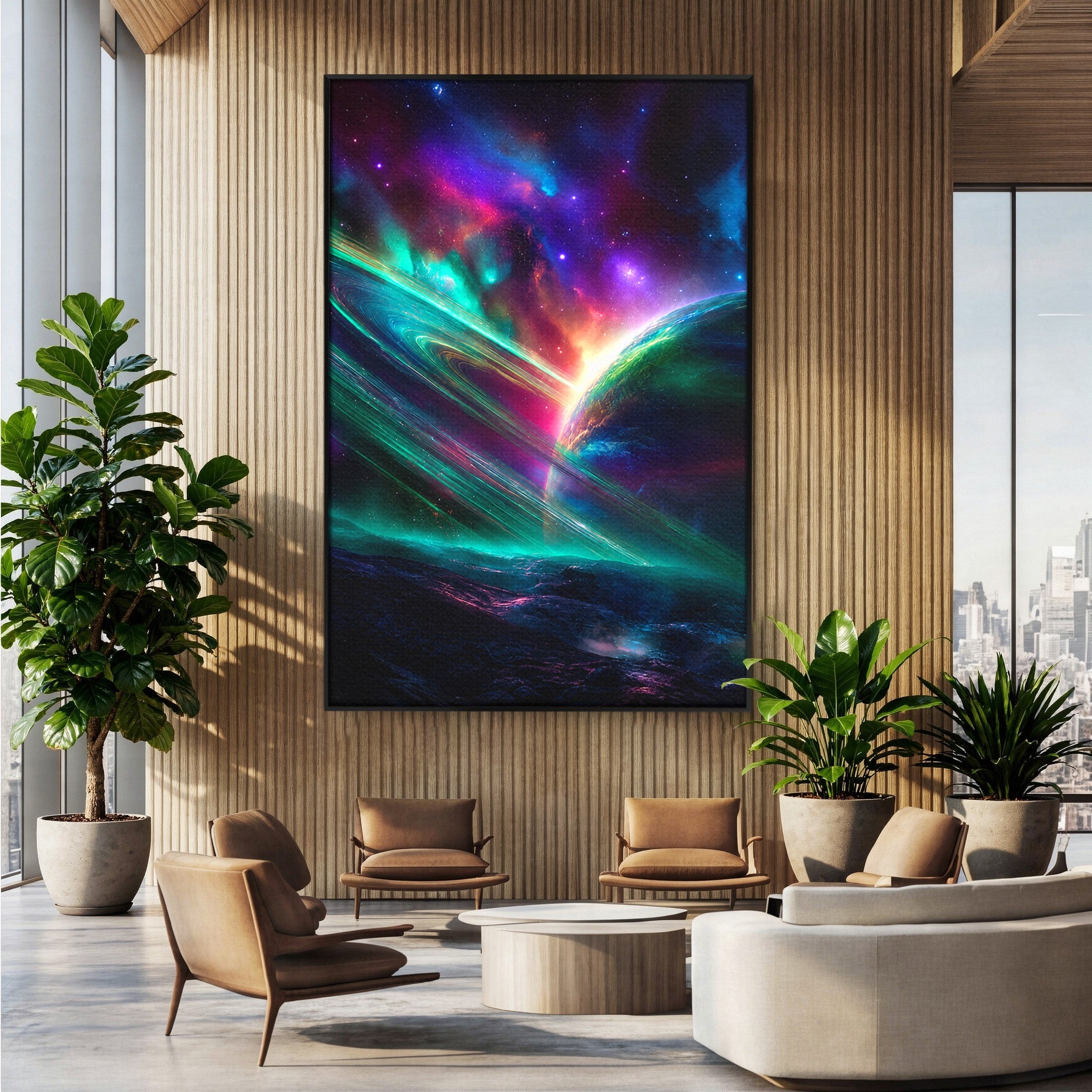 Tablou Canvas Premium LuxCanva® S1037, Planeta Misterioasa, Planeta, Univers, Spatiu, Dormitor, Living, Culori Vibrante