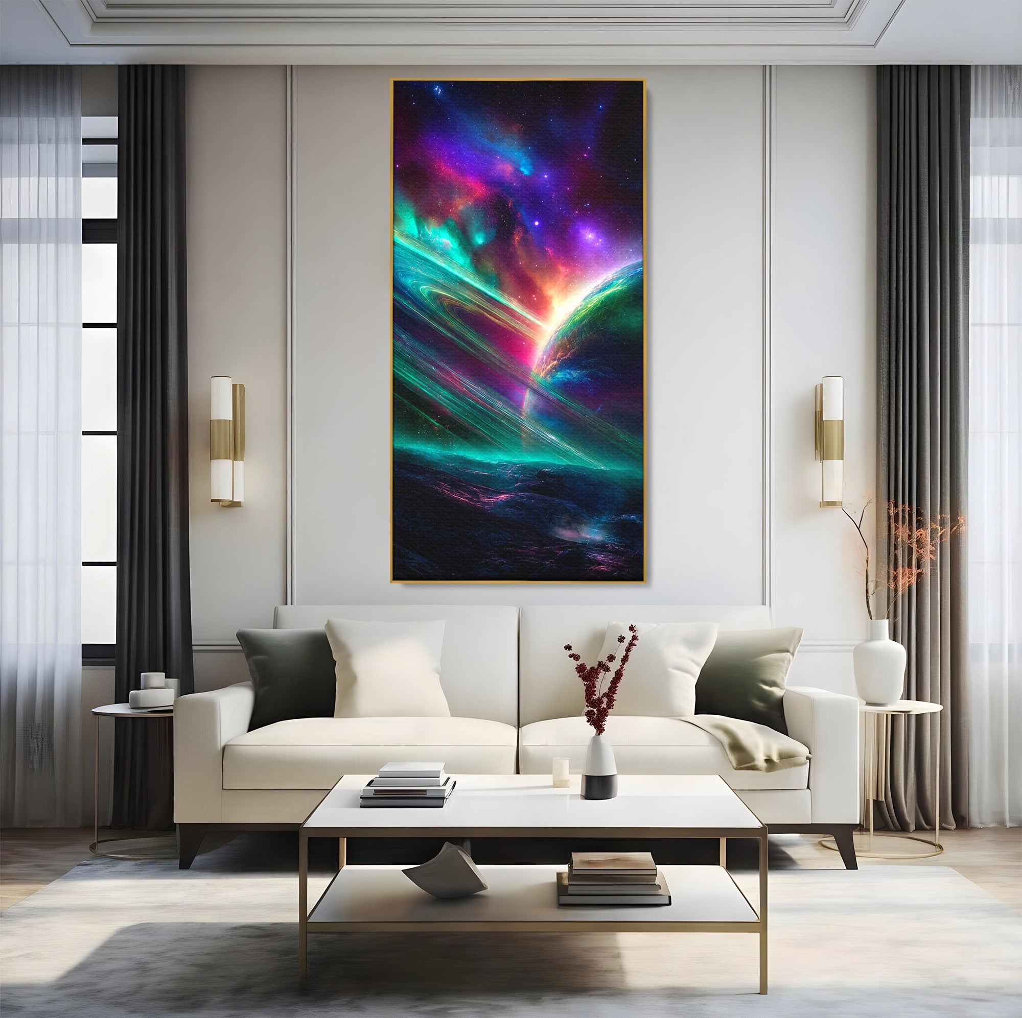 Tablou Canvas Premium LuxCanva® S1037, Planeta Misterioasa, Planeta, Univers, Spatiu, Dormitor, Living, Culori Vibrante