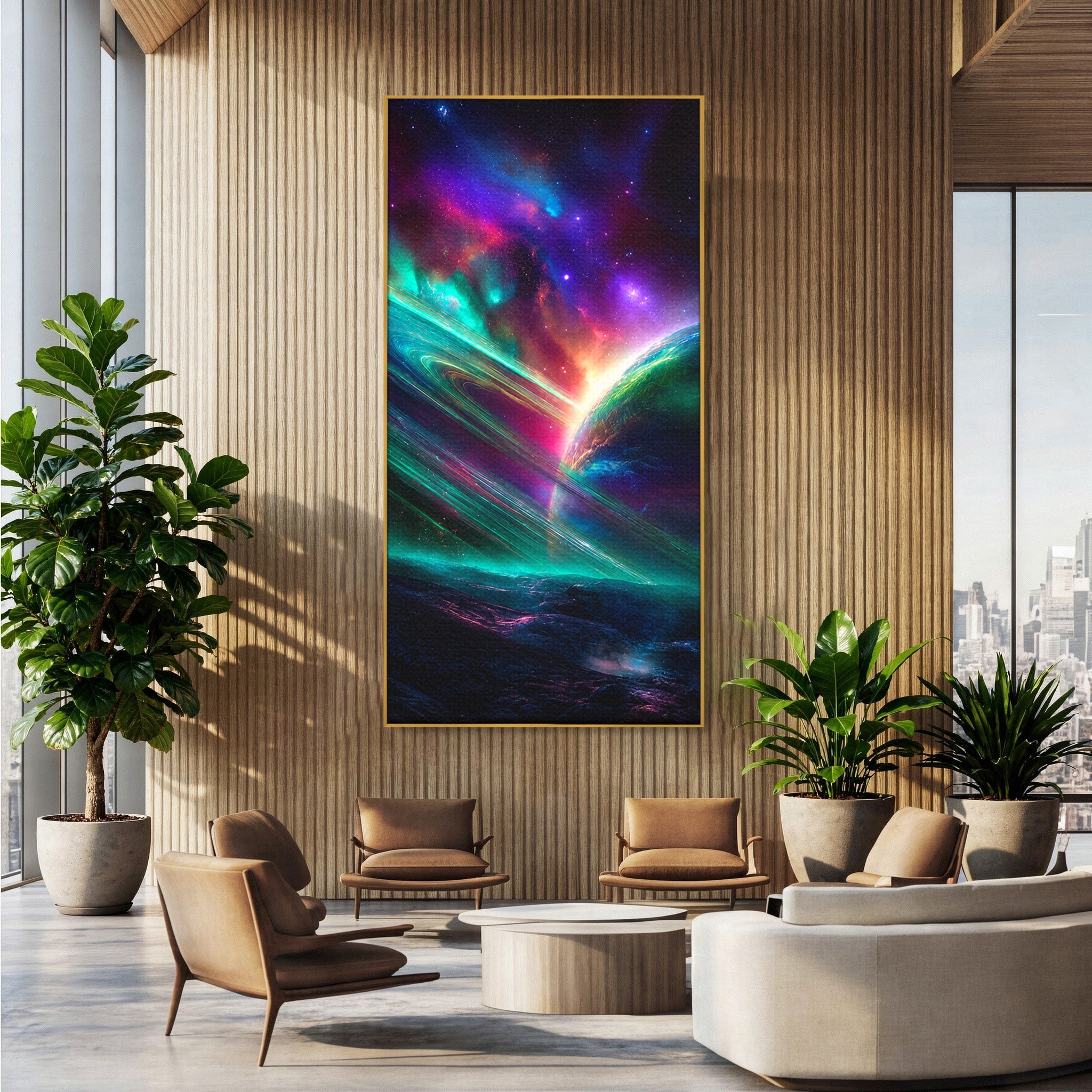 Tablou Canvas Premium LuxCanva® S1037, Planeta Misterioasa, Planeta, Univers, Spatiu, Dormitor, Living, Culori Vibrante