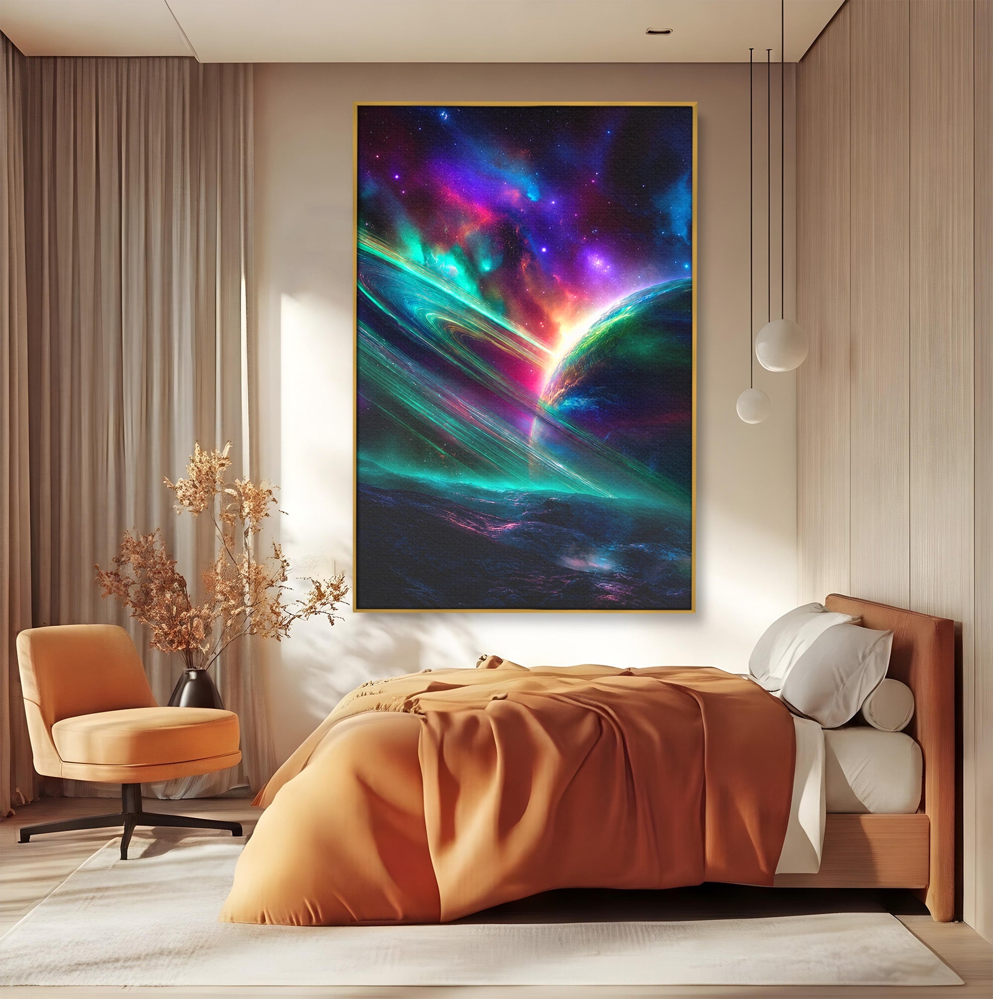 Tablou Canvas Premium LuxCanva® S1037, Planeta Misterioasa, Planeta, Univers, Spatiu, Dormitor, Living, Culori Vibrante