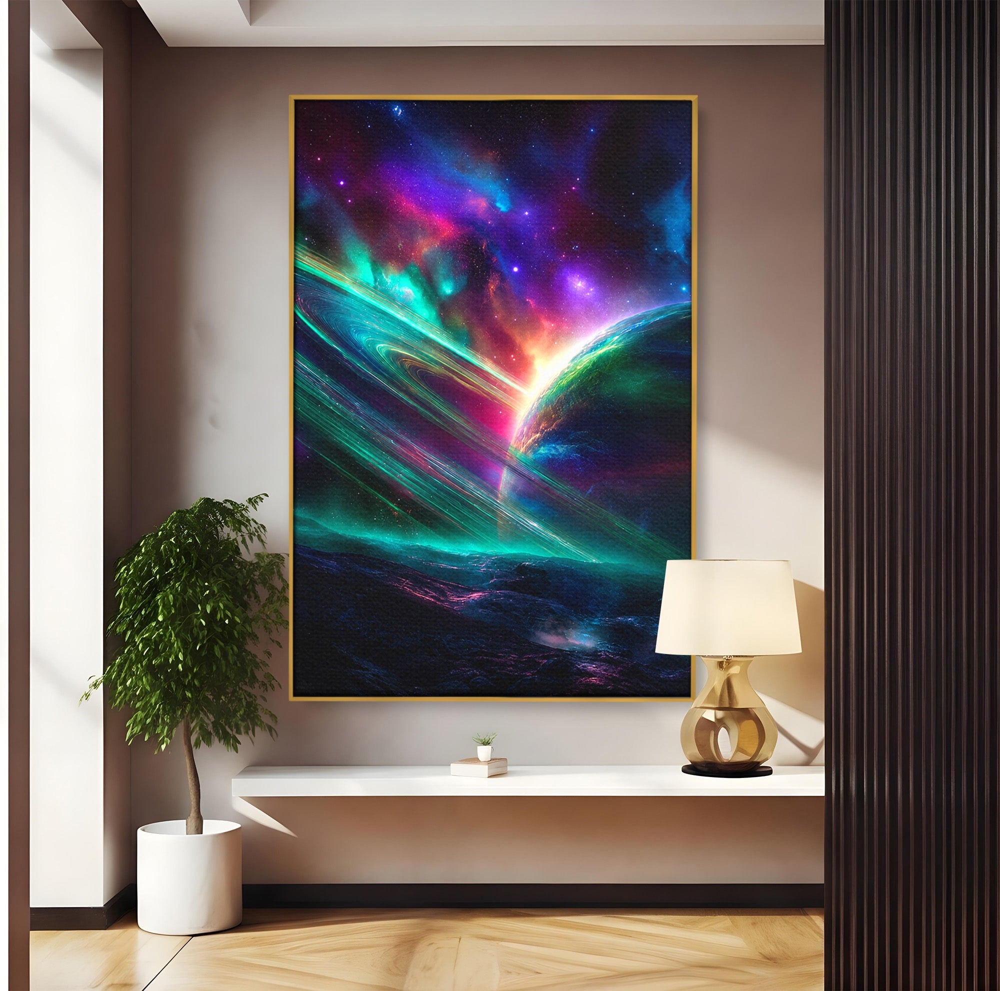 Tablou Canvas Premium LuxCanva® S1037, Planeta Misterioasa, Planeta, Univers, Spatiu, Dormitor, Living, Culori Vibrante
