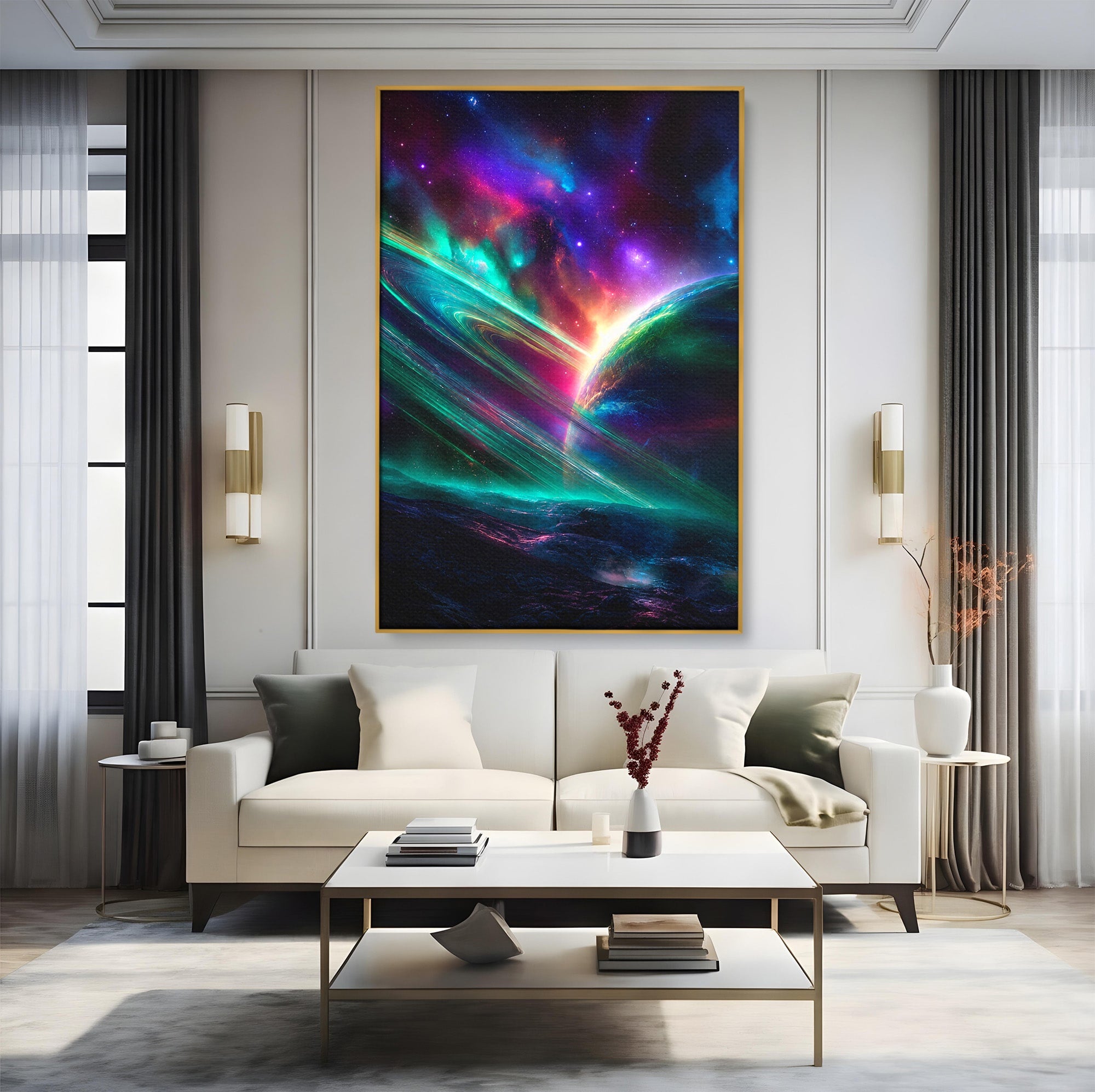Tablou Canvas Premium LuxCanva® S1037, Planeta Misterioasa, Planeta, Univers, Spatiu, Dormitor, Living, Culori Vibrante