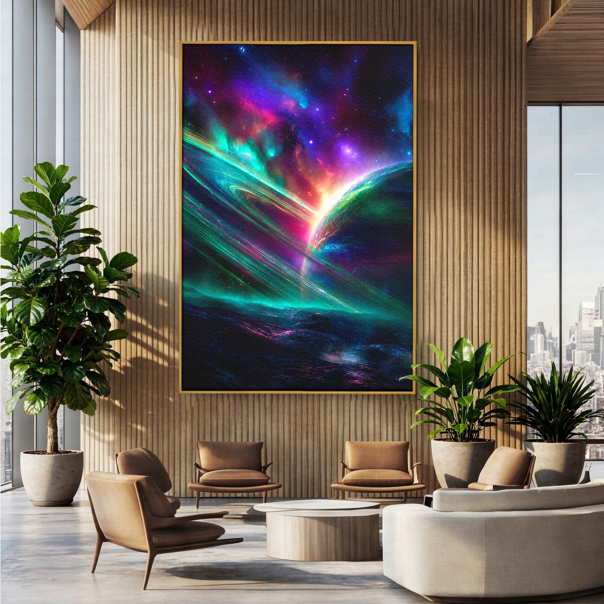 Tablou Canvas Premium LuxCanva® S1037, Planeta Misterioasa, Planeta, Univers, Spatiu, Dormitor, Living, Culori Vibrante