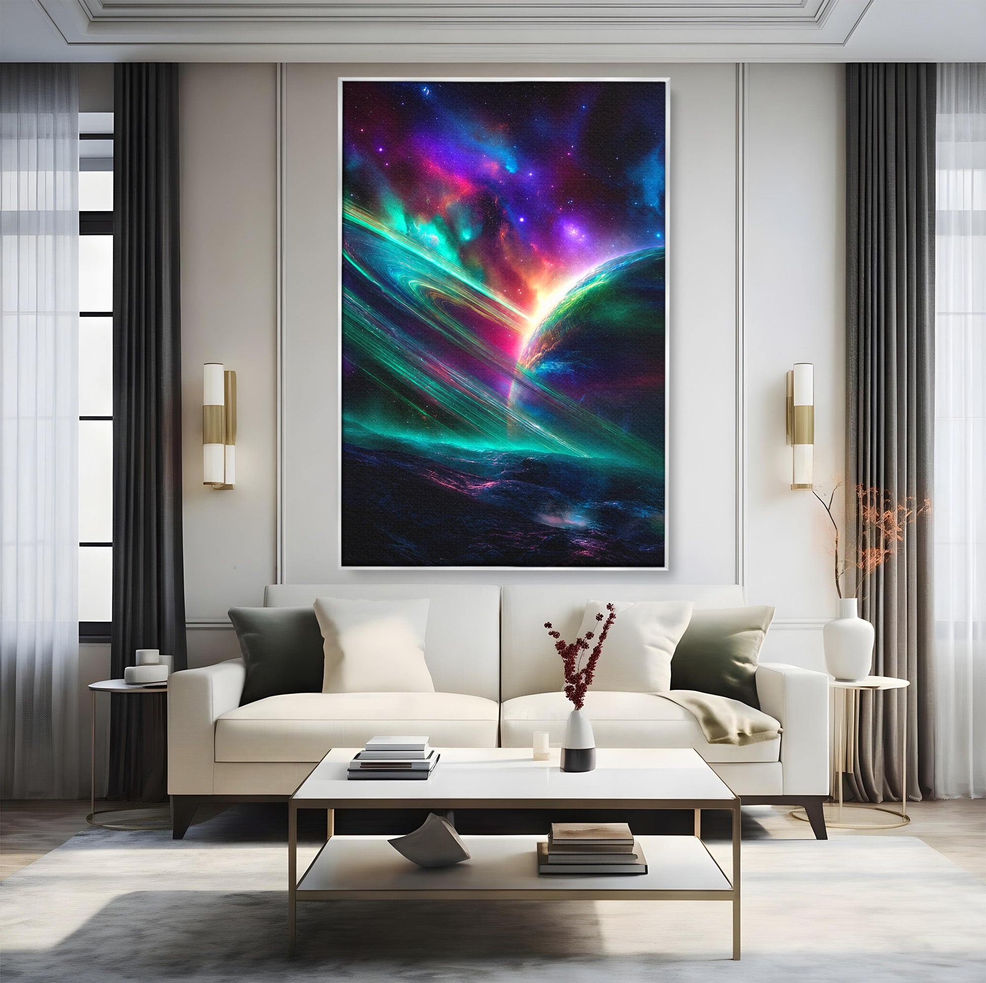 Tablou Canvas Premium LuxCanva® S1037, Planeta Misterioasa, Planeta, Univers, Spatiu, Dormitor, Living, Culori Vibrante