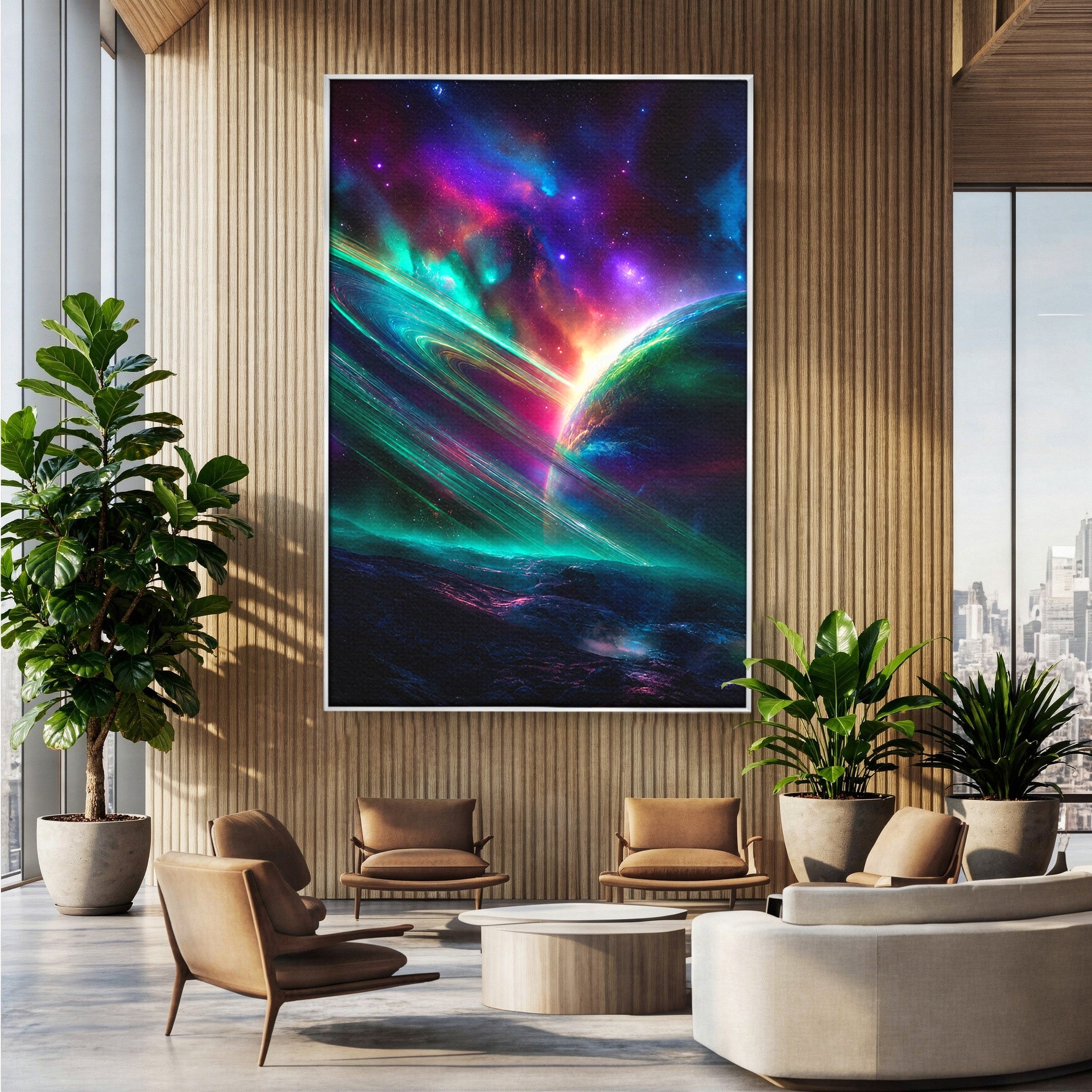 Tablou Canvas Premium LuxCanva® S1037, Planeta Misterioasa, Planeta, Univers, Spatiu, Dormitor, Living, Culori Vibrante