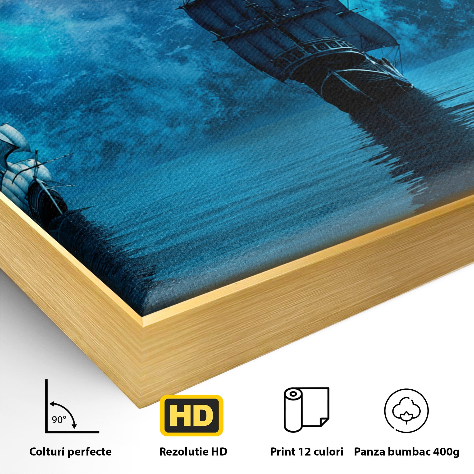 Tablou Canvas Premium LuxCanva® S1038, Corabii Spre Luna, Corabii, Luna, Ocean, Mister, Living, Culori Vibrante