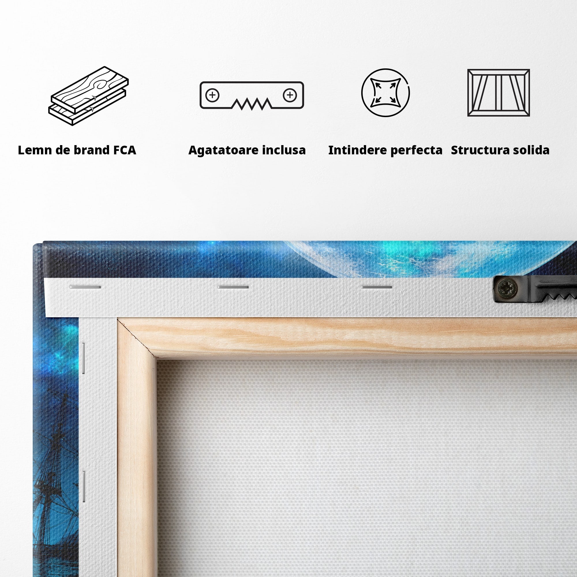 Tablou Canvas Premium LuxCanva® S1038, Corabii Spre Luna, Corabii, Luna, Ocean, Mister, Living, Culori Vibrante