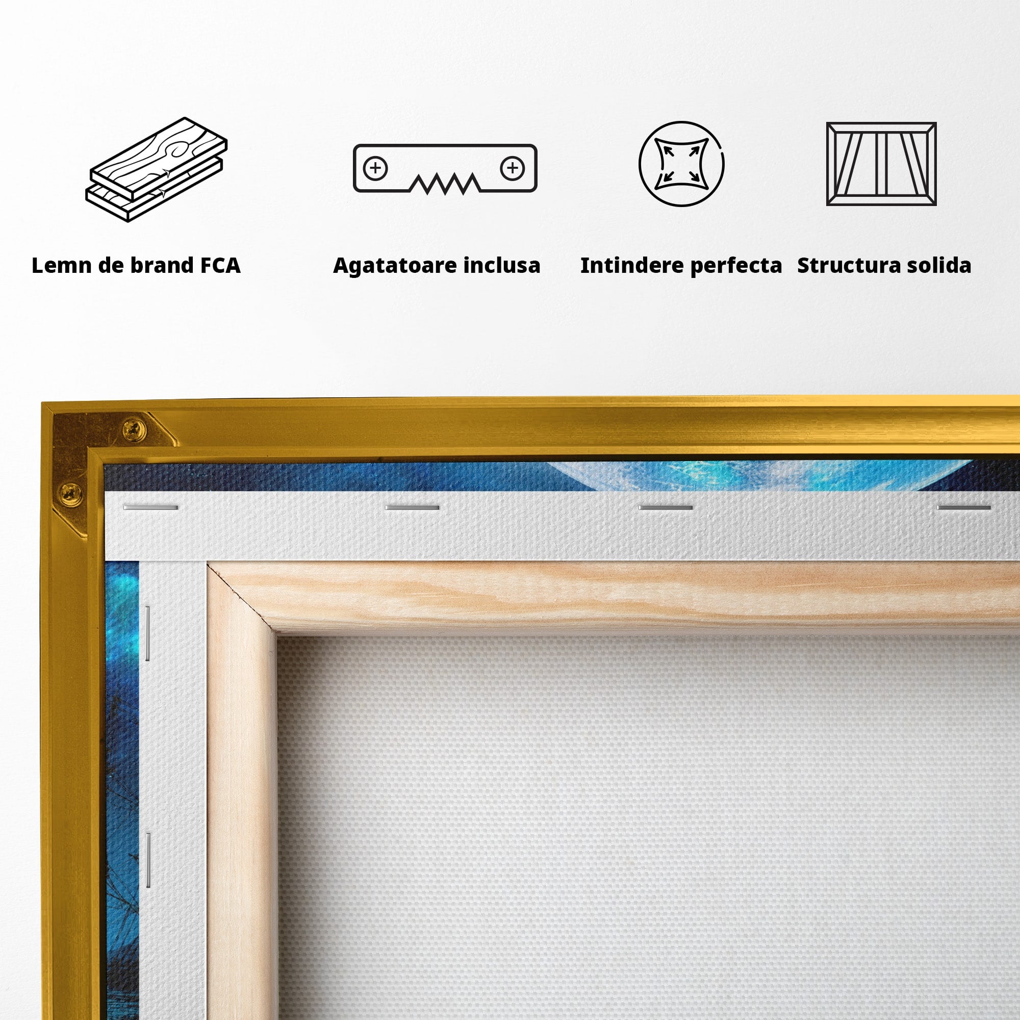 Tablou Canvas Premium LuxCanva® S1038, Corabii Spre Luna, Corabii, Luna, Ocean, Mister, Living, Culori Vibrante