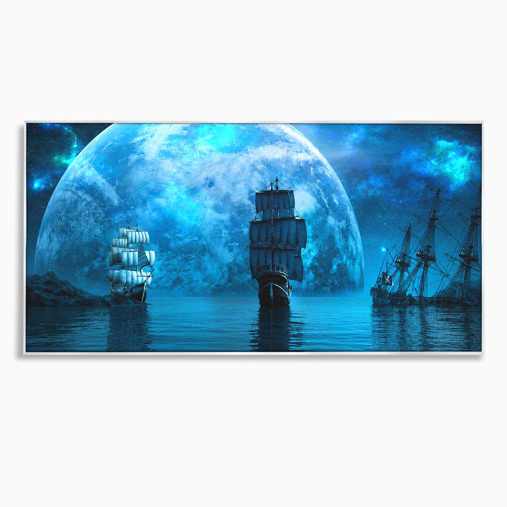 Tablou Canvas Premium LuxCanva® S1038, Corabii Spre Luna, Corabii, Luna, Ocean, Mister, Living, Culori Vibrante
