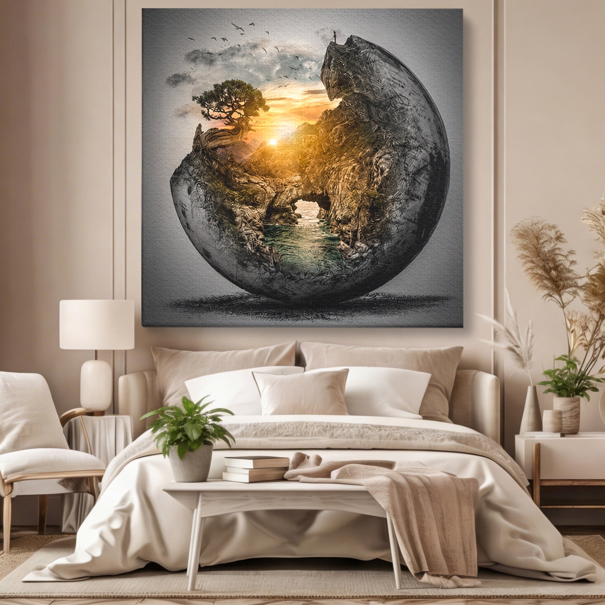 Tablou Canvas Premium LuxCanva® S1039, Lumea In Miniatura, Peisaj, Natura, Fantezie, Apus, Living, Culori Vibrante