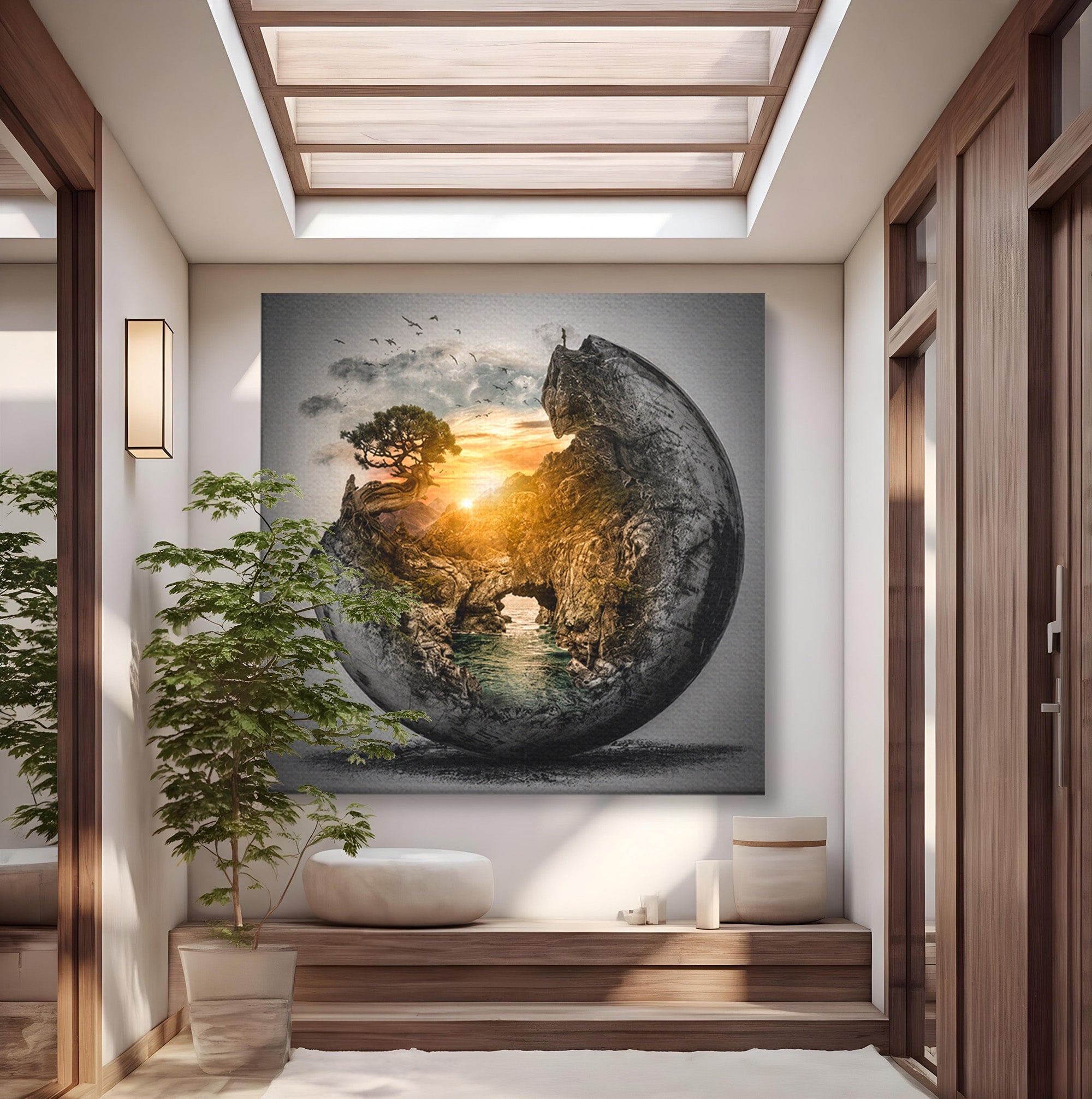 Tablou Canvas Premium LuxCanva® S1039, Lumea In Miniatura, Peisaj, Natura, Fantezie, Apus, Living, Culori Vibrante