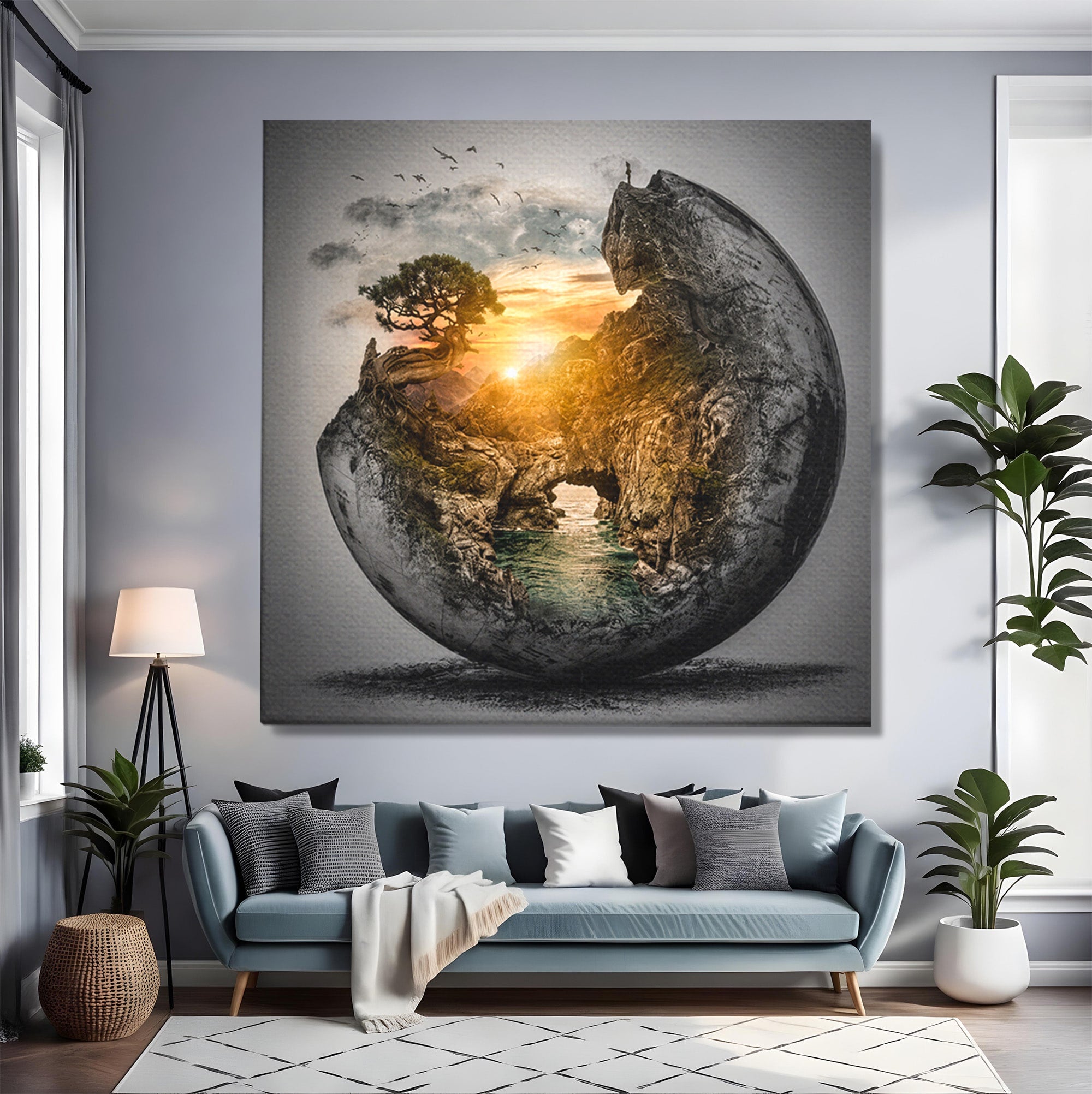 Tablou Canvas Premium LuxCanva® S1039, Lumea In Miniatura, Peisaj, Natura, Fantezie, Apus, Living, Culori Vibrante