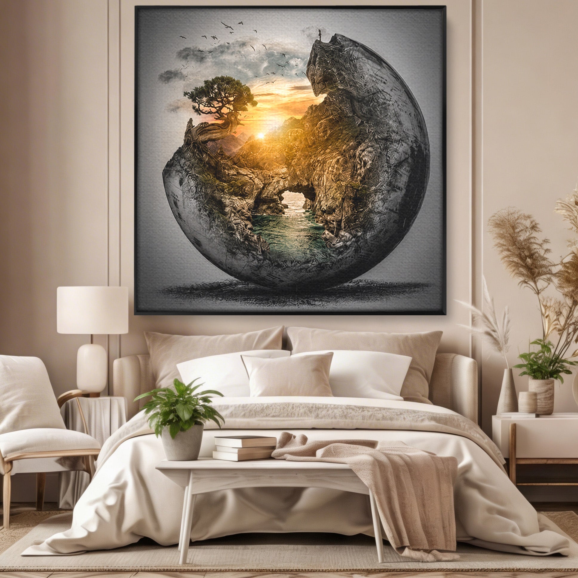 Tablou Canvas Premium LuxCanva® S1039, Lumea In Miniatura, Peisaj, Natura, Fantezie, Apus, Living, Culori Vibrante
