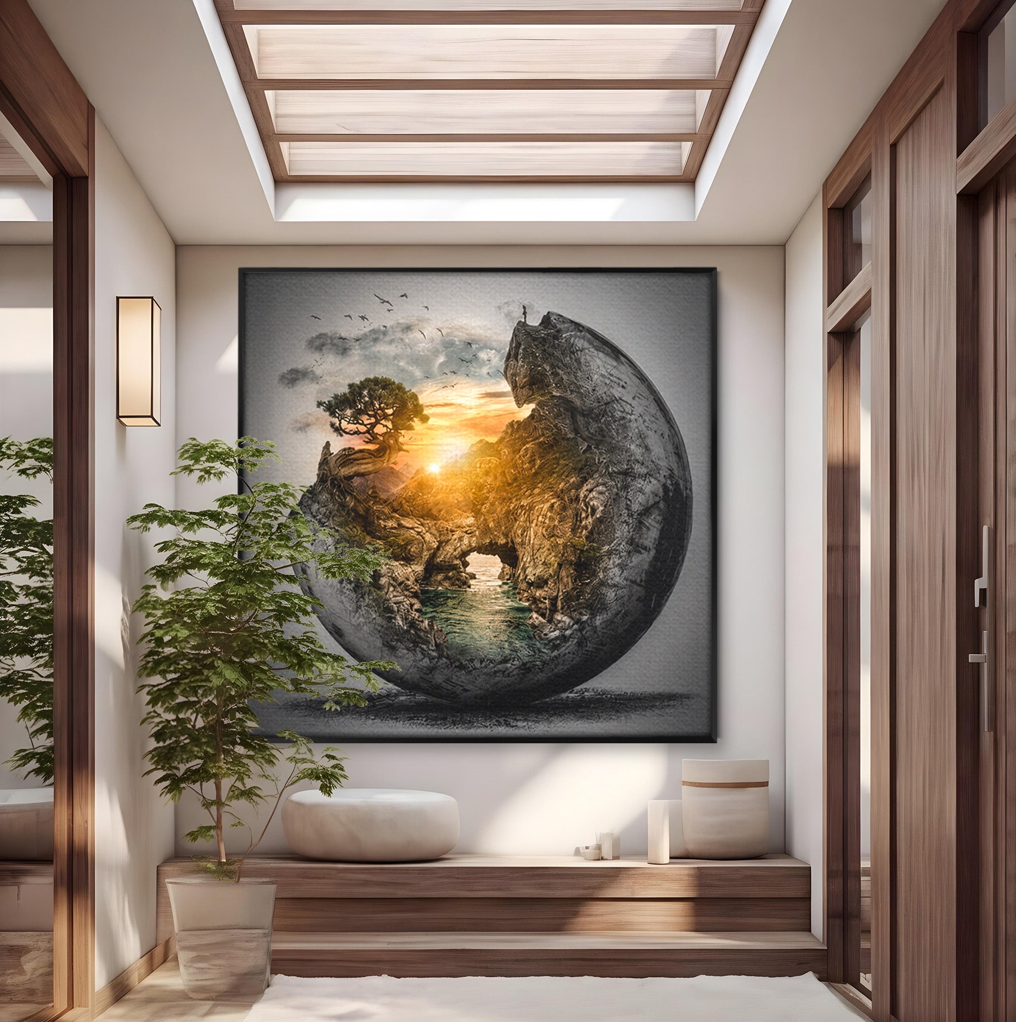 Tablou Canvas Premium LuxCanva® S1039, Lumea In Miniatura, Peisaj, Natura, Fantezie, Apus, Living, Culori Vibrante