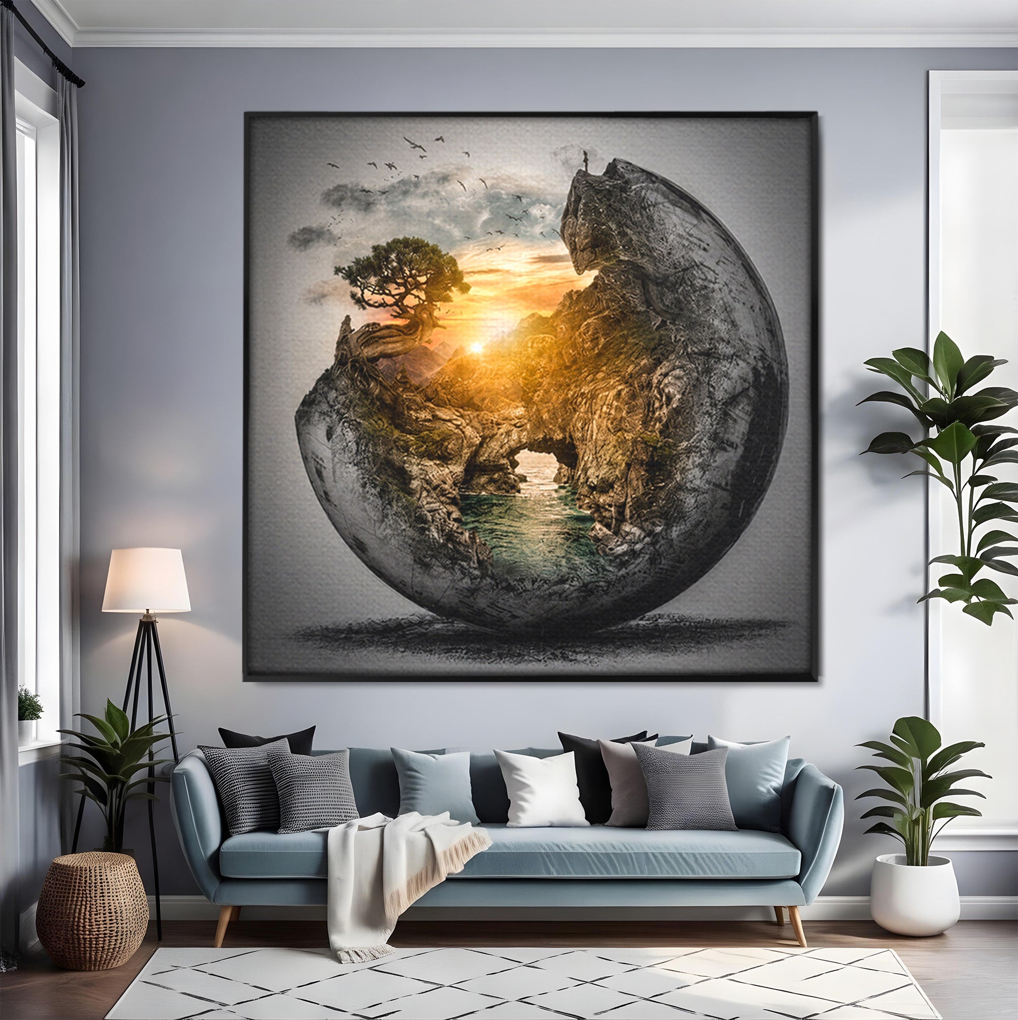 Tablou Canvas Premium LuxCanva® S1039, Lumea In Miniatura, Peisaj, Natura, Fantezie, Apus, Living, Culori Vibrante