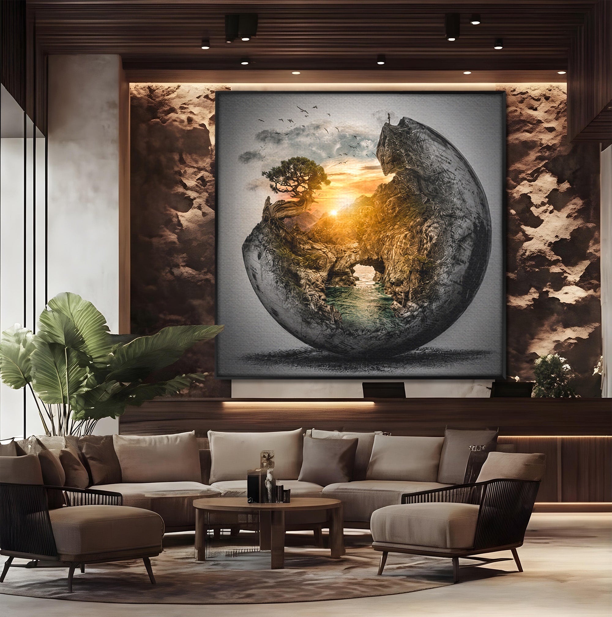 Tablou Canvas Premium LuxCanva® S1039, Lumea In Miniatura, Peisaj, Natura, Fantezie, Apus, Living, Culori Vibrante