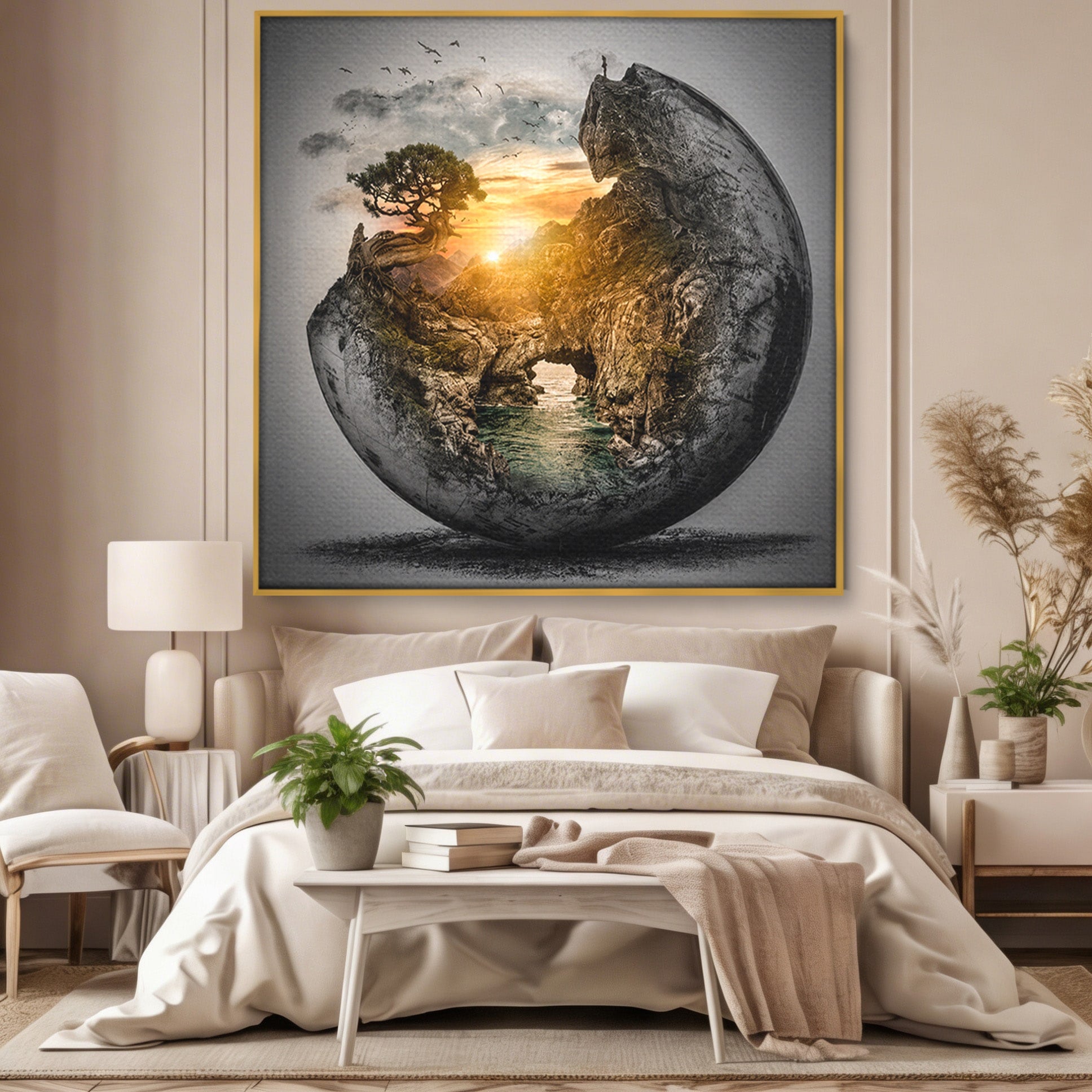 Tablou Canvas Premium LuxCanva® S1039, Lumea In Miniatura, Peisaj, Natura, Fantezie, Apus, Living, Culori Vibrante