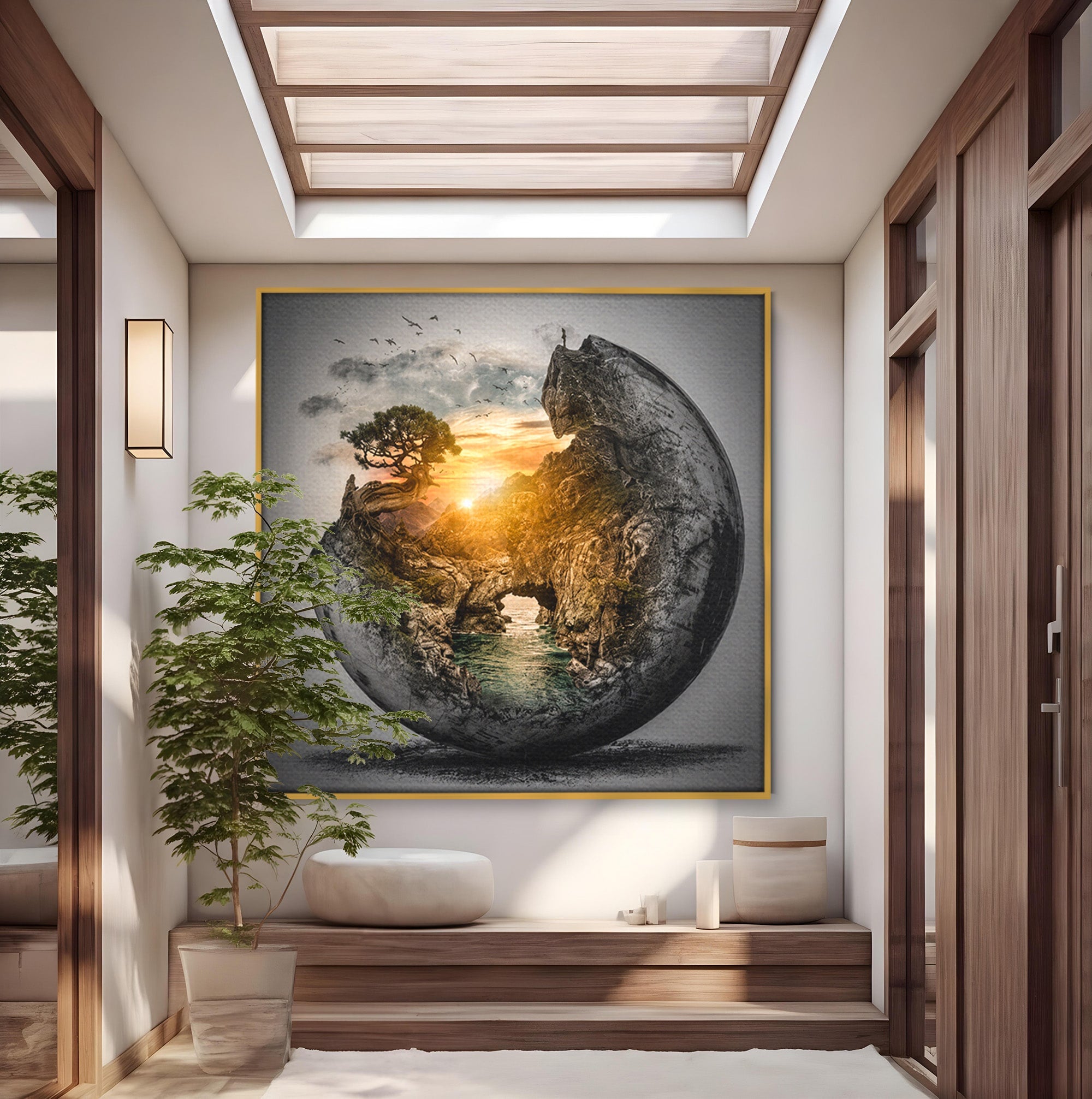 Tablou Canvas Premium LuxCanva® S1039, Lumea In Miniatura, Peisaj, Natura, Fantezie, Apus, Living, Culori Vibrante