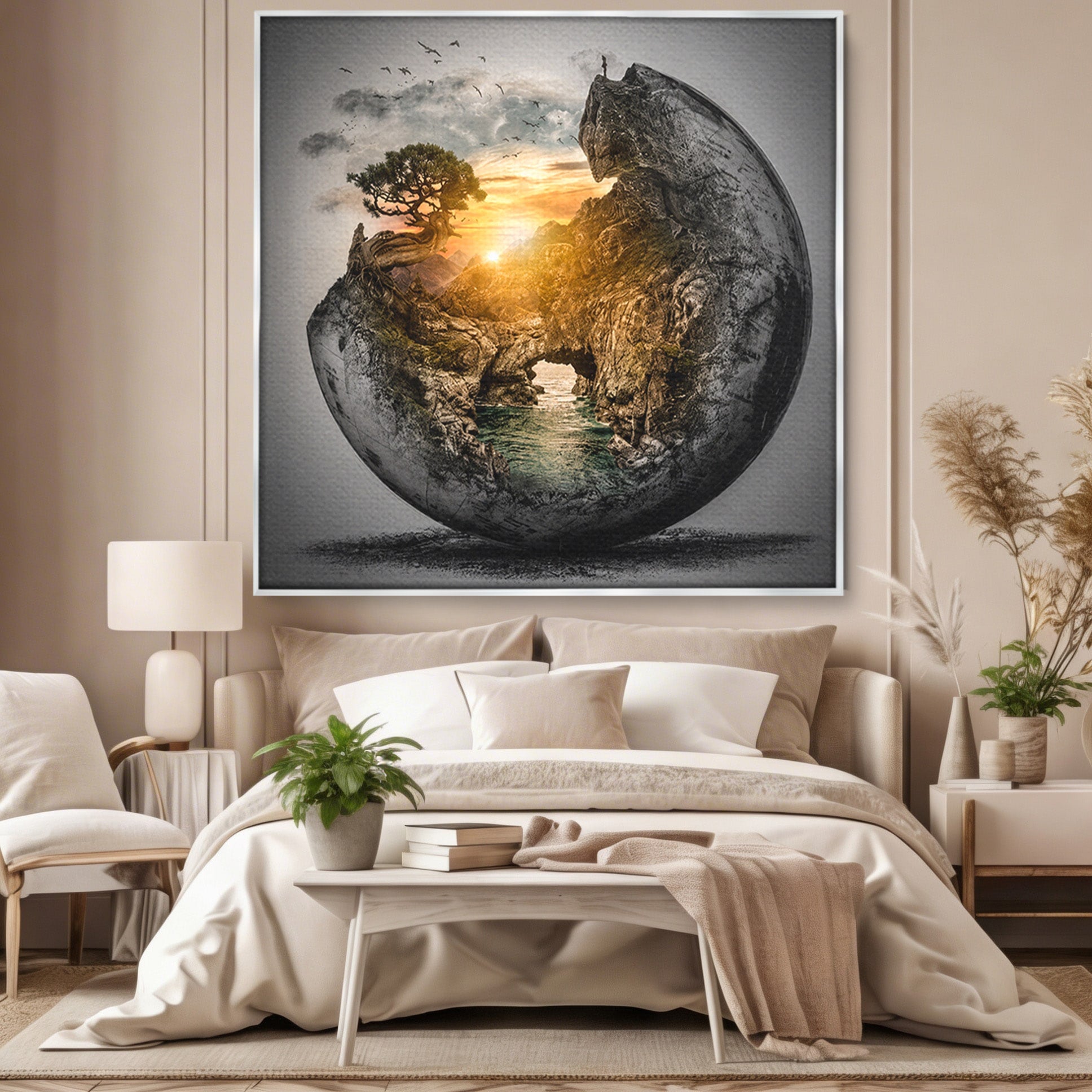 Tablou Canvas Premium LuxCanva® S1039, Lumea In Miniatura, Peisaj, Natura, Fantezie, Apus, Living, Culori Vibrante