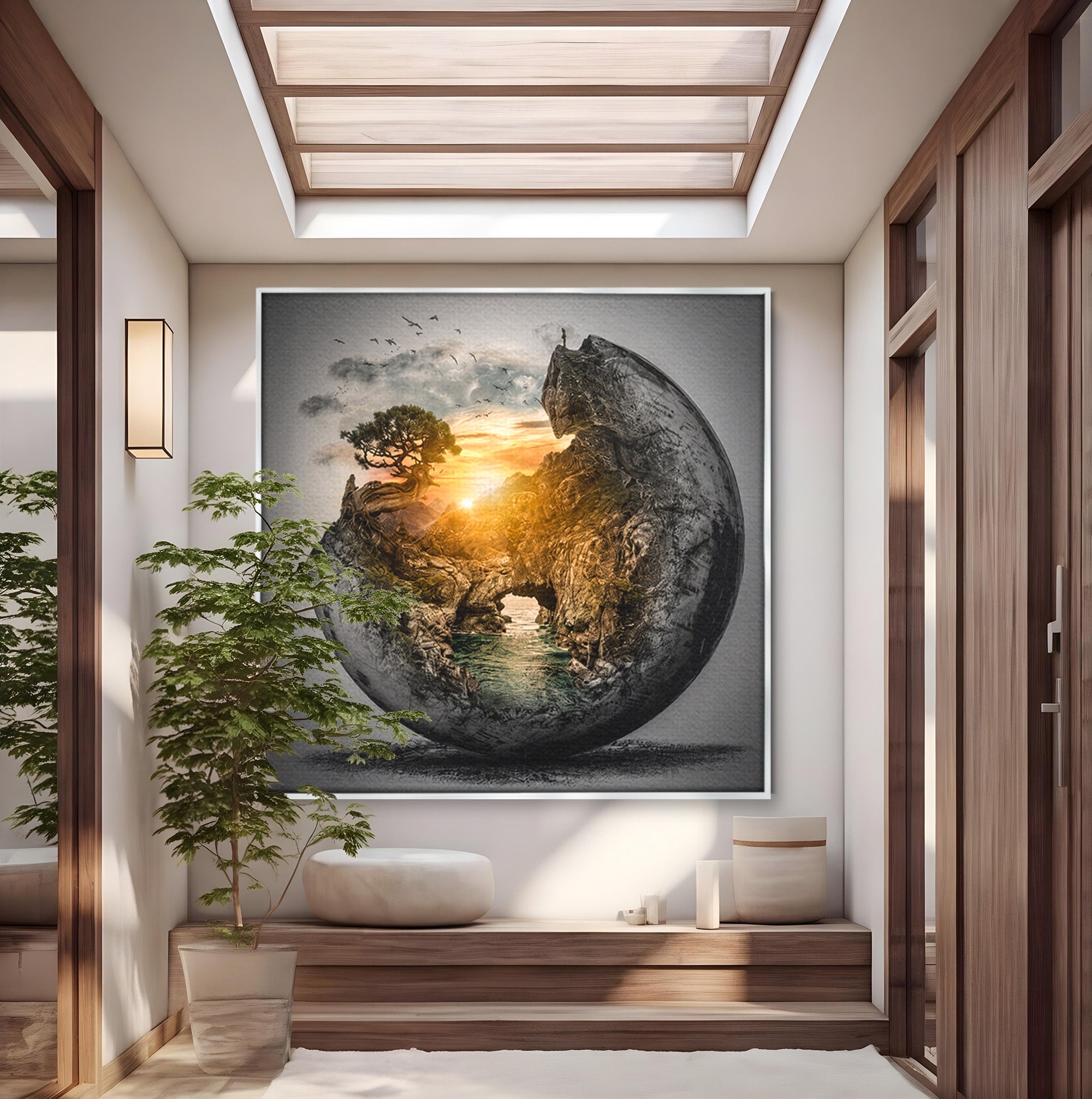 Tablou Canvas Premium LuxCanva® S1039, Lumea In Miniatura, Peisaj, Natura, Fantezie, Apus, Living, Culori Vibrante