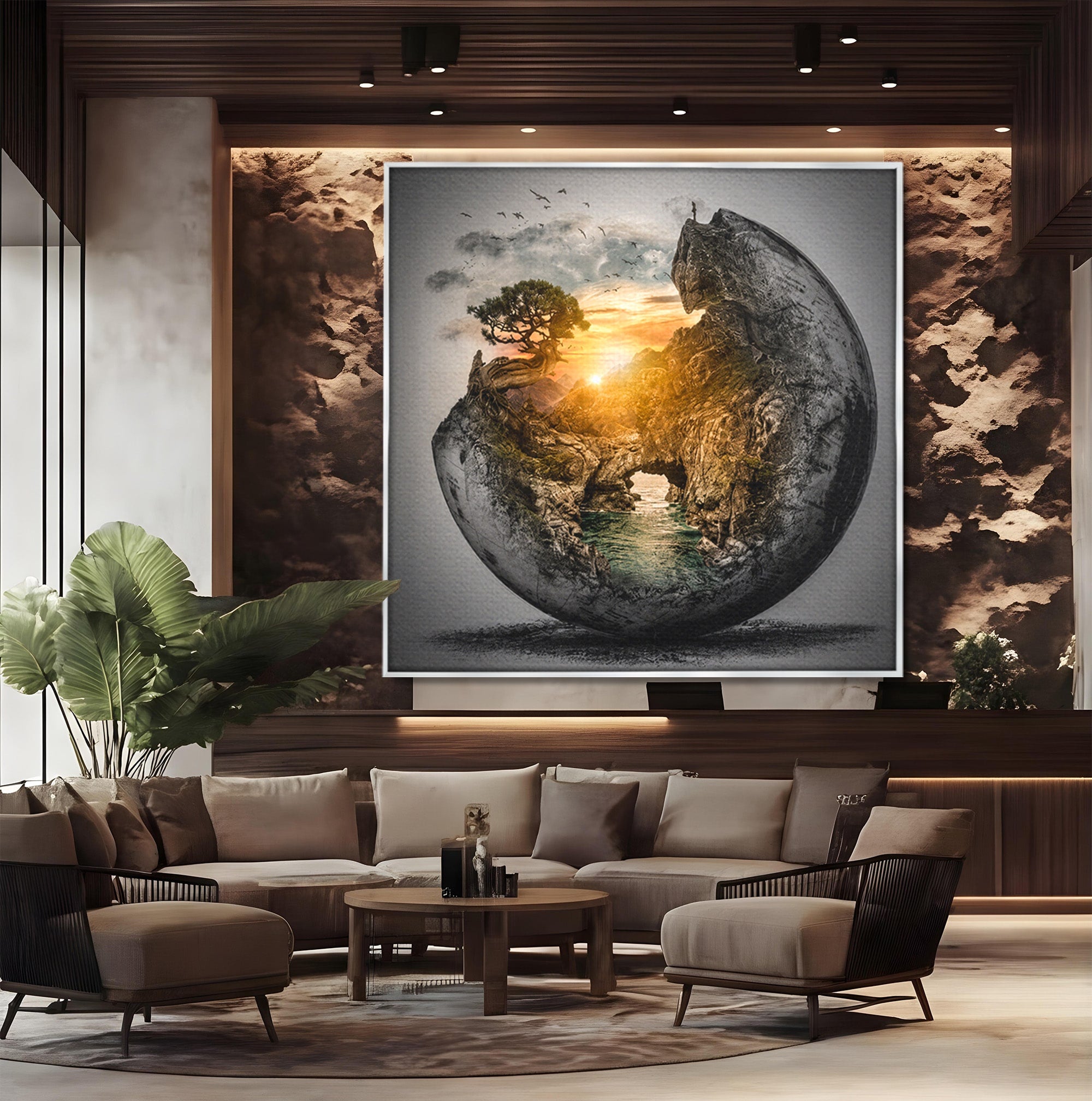 Tablou Canvas Premium LuxCanva® S1039, Lumea In Miniatura, Peisaj, Natura, Fantezie, Apus, Living, Culori Vibrante