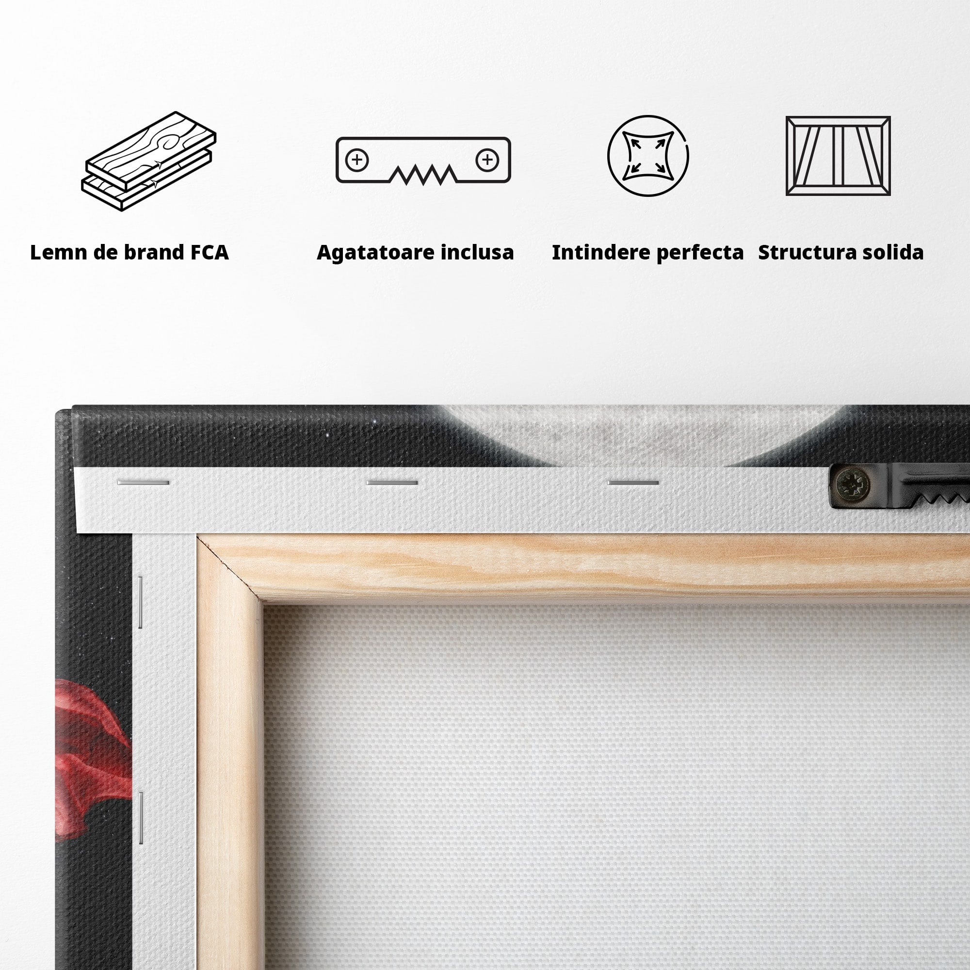 Tablou Canvas Premium LuxCanva® S1043, Femeie Citind Sub Luna Plina, Femeie, Luna, Citit, Noapte, Dormitor, Culori Vibrante