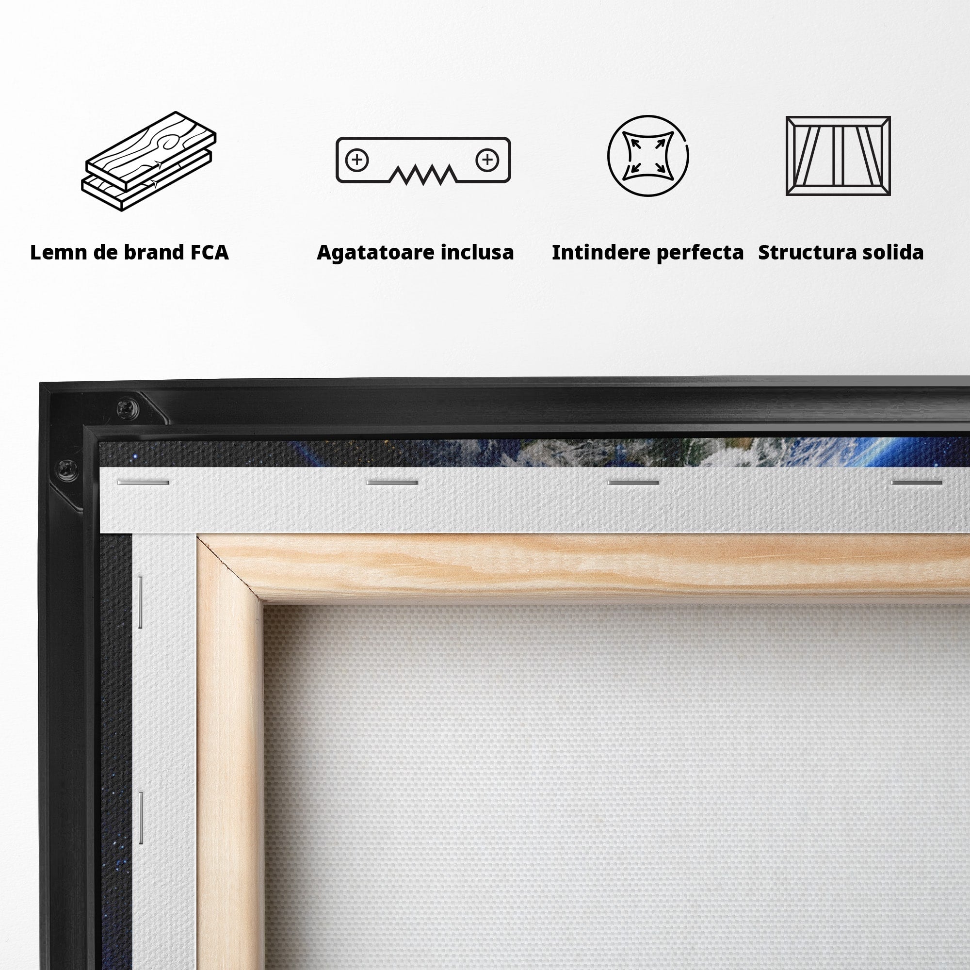 Tablou Canvas Premium LuxCanva® S1045, Pamantul Vazut Din Spatiu, Pamant, Spatiu, Planeta, Univers, Birou, Culori Vibrante