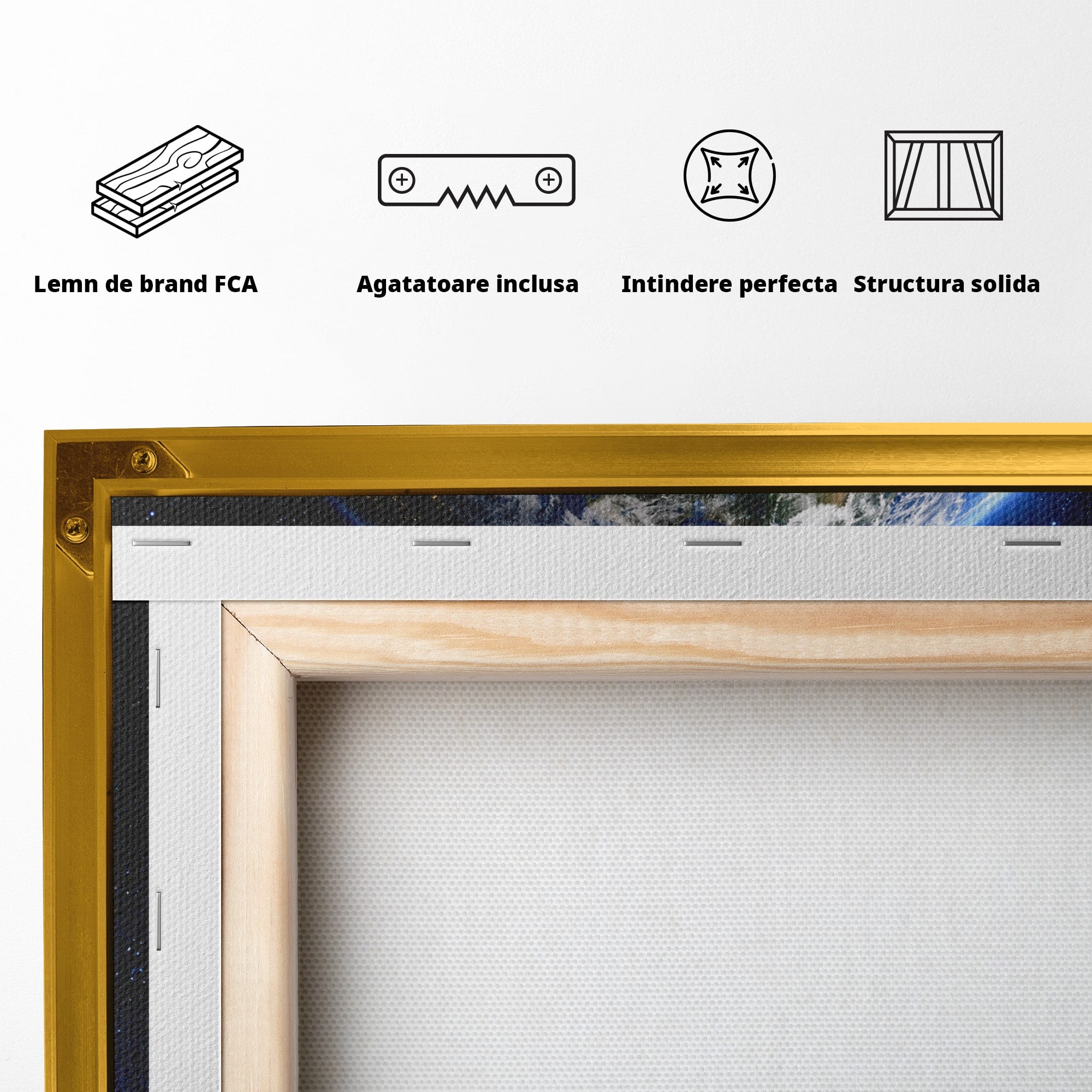 Tablou Canvas Premium LuxCanva® S1045, Pamantul Vazut Din Spatiu, Pamant, Spatiu, Planeta, Univers, Birou, Culori Vibrante