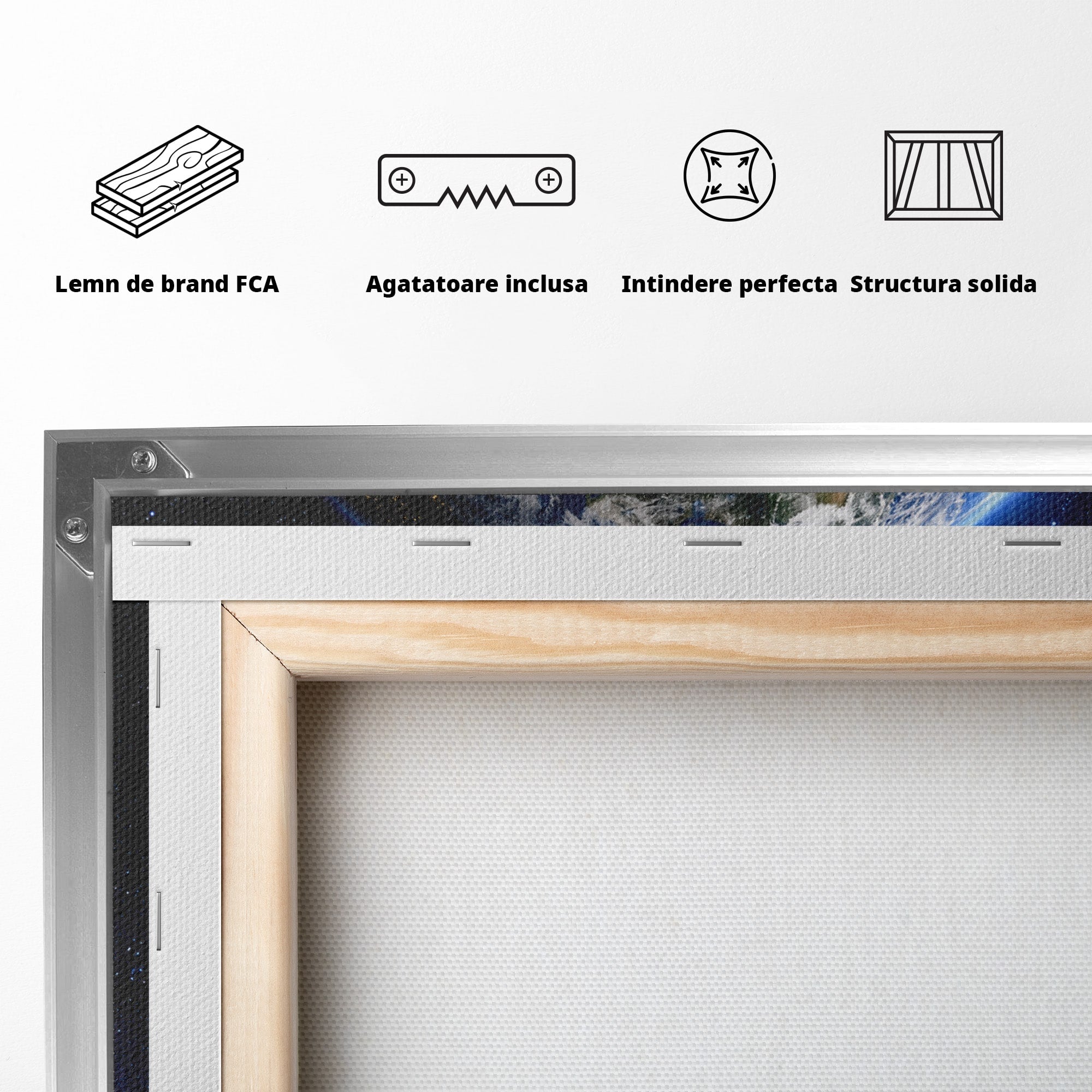 Tablou Canvas Premium LuxCanva® S1045, Pamantul Vazut Din Spatiu, Pamant, Spatiu, Planeta, Univers, Birou, Culori Vibrante