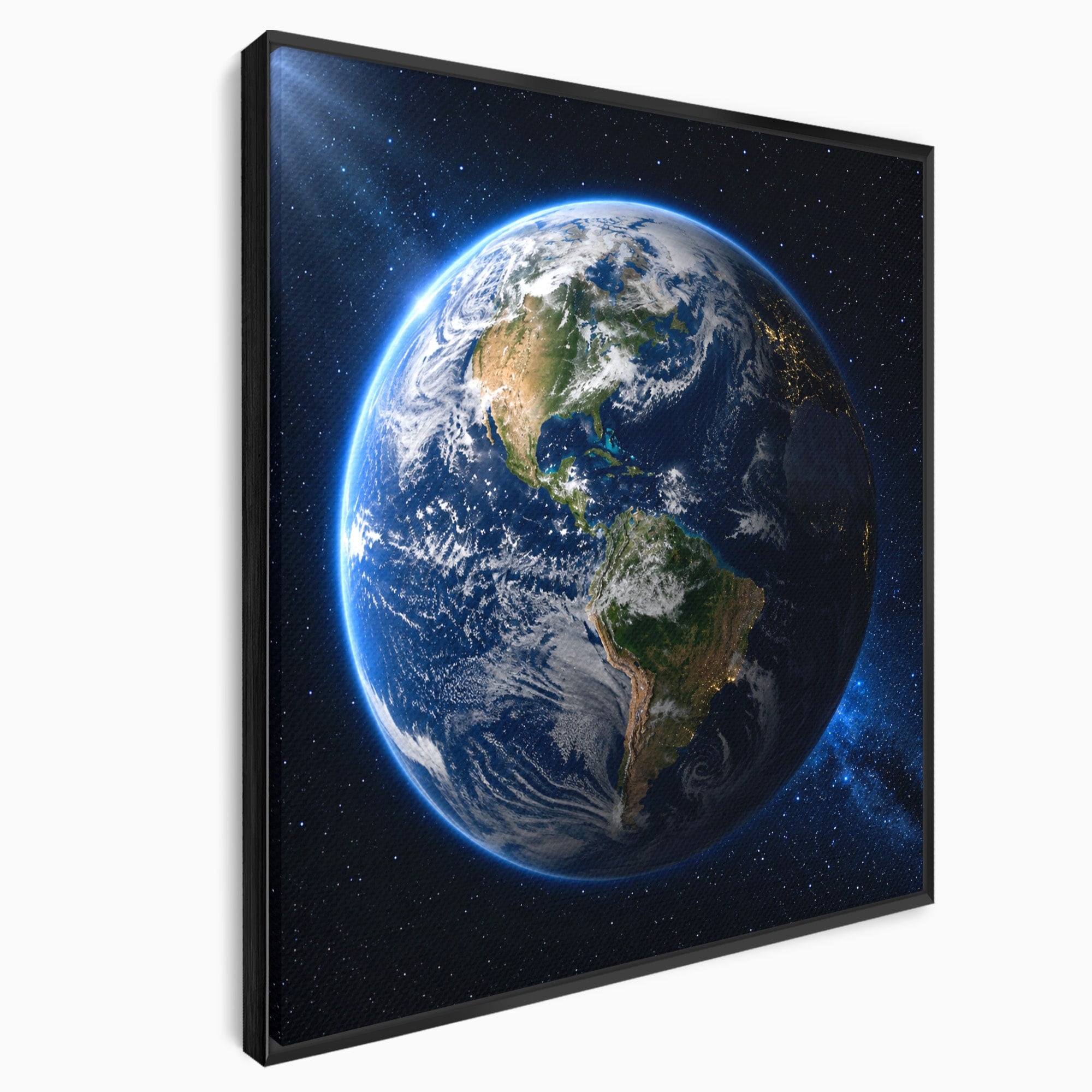 Tablou Canvas Premium LuxCanva® S1045, Pamantul Vazut Din Spatiu, Pamant, Spatiu, Planeta, Univers, Birou, Culori Vibrante