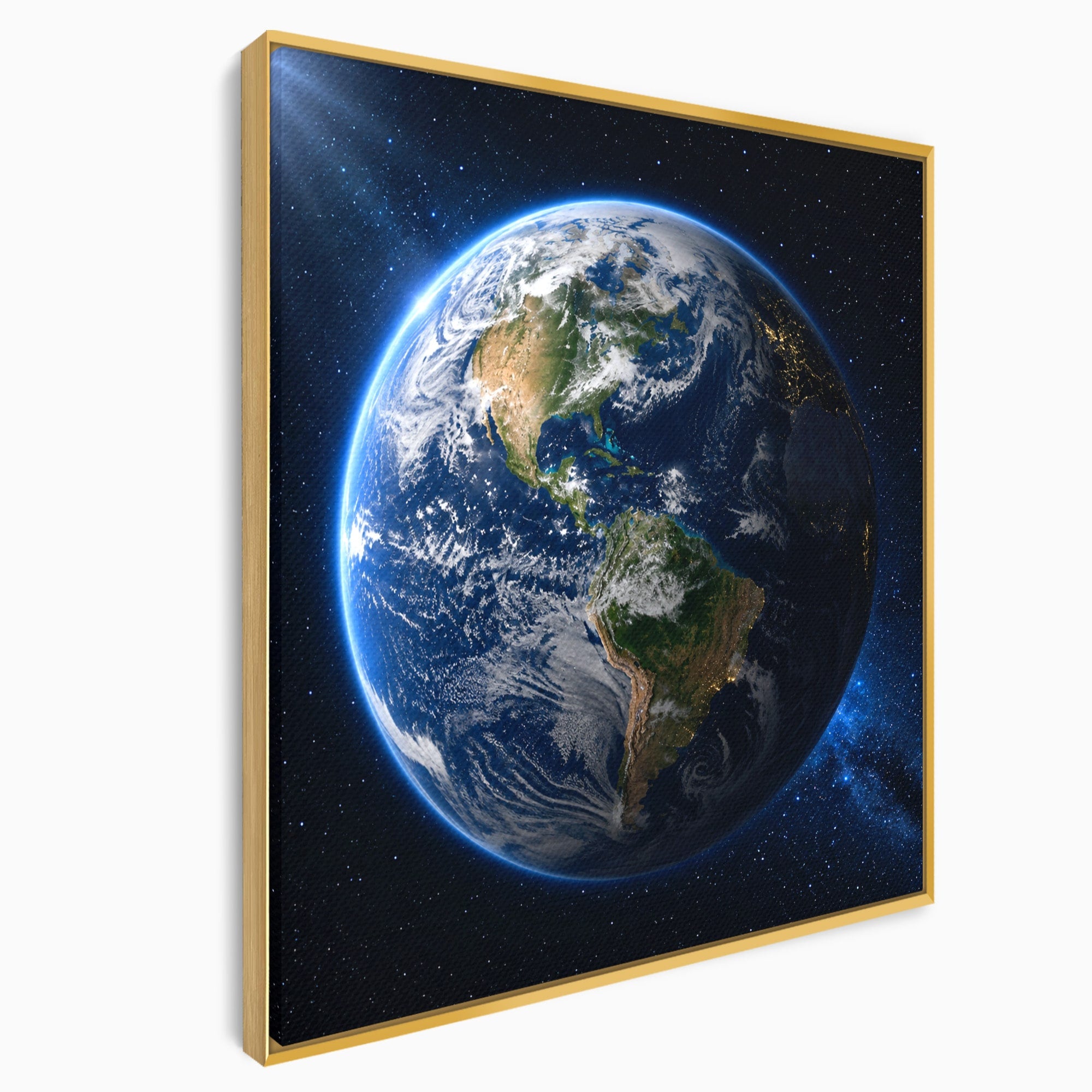 Tablou Canvas Premium LuxCanva® S1045, Pamantul Vazut Din Spatiu, Pamant, Spatiu, Planeta, Univers, Birou, Culori Vibrante