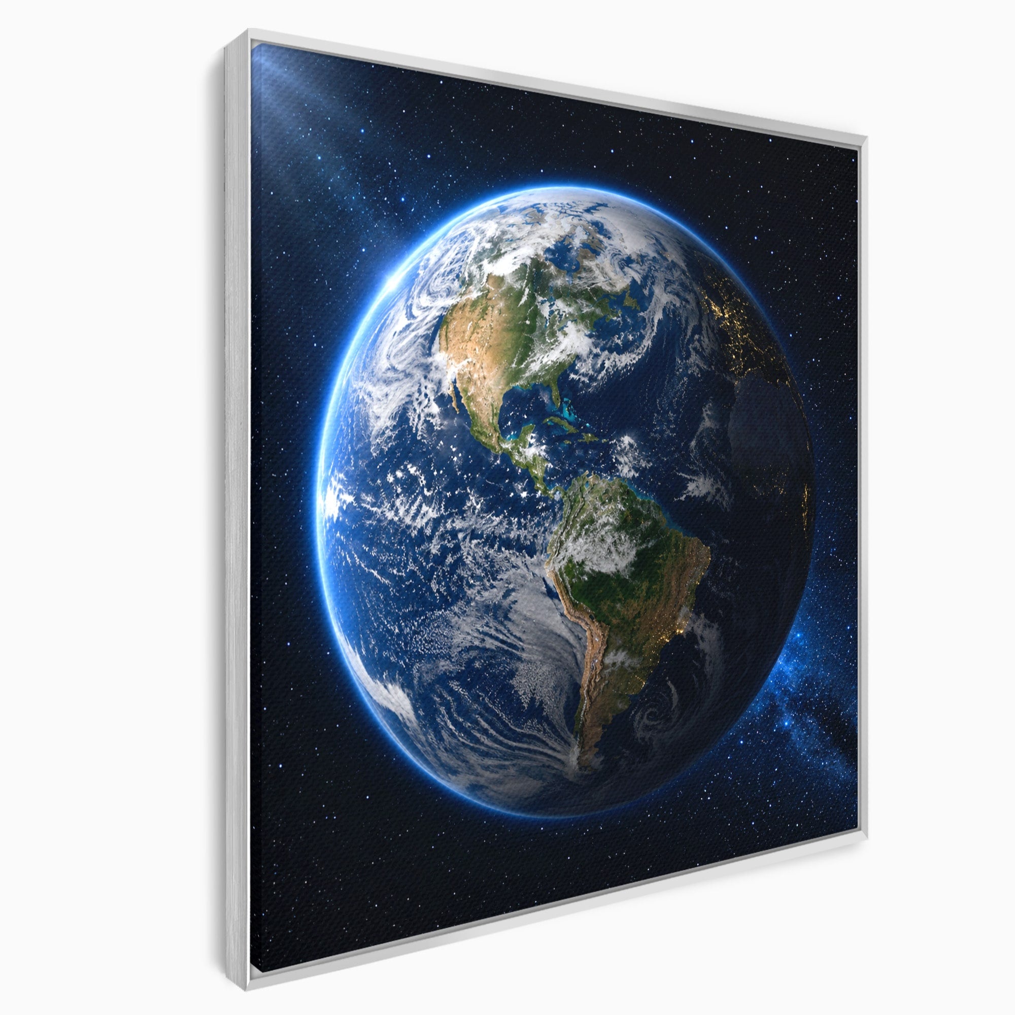 Tablou Canvas Premium LuxCanva® S1045, Pamantul Vazut Din Spatiu, Pamant, Spatiu, Planeta, Univers, Birou, Culori Vibrante