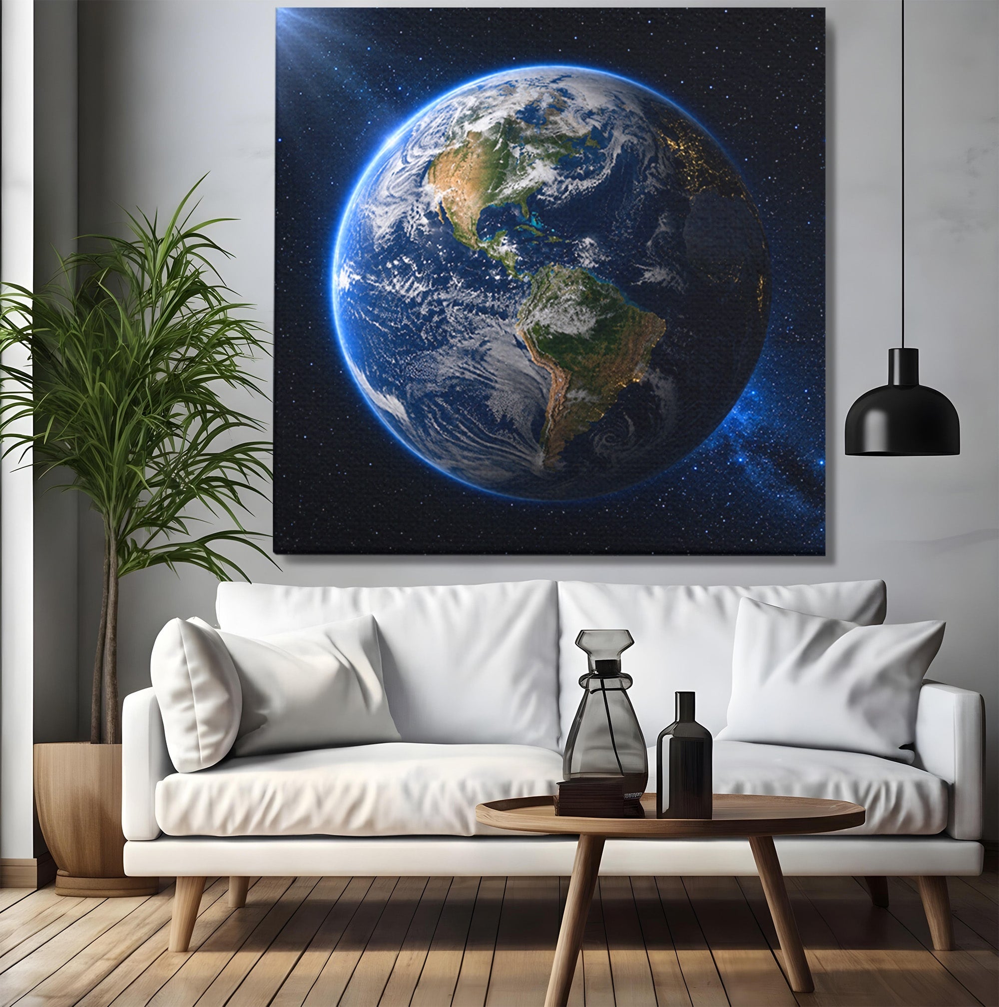 Tablou Canvas Premium LuxCanva® S1045, Pamantul Vazut Din Spatiu, Pamant, Spatiu, Planeta, Univers, Birou, Culori Vibrante