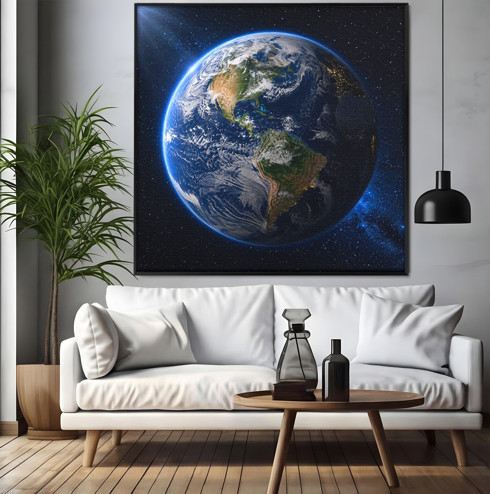 Tablou Canvas Premium LuxCanva® S1045, Pamantul Vazut Din Spatiu, Pamant, Spatiu, Planeta, Univers, Birou, Culori Vibrante