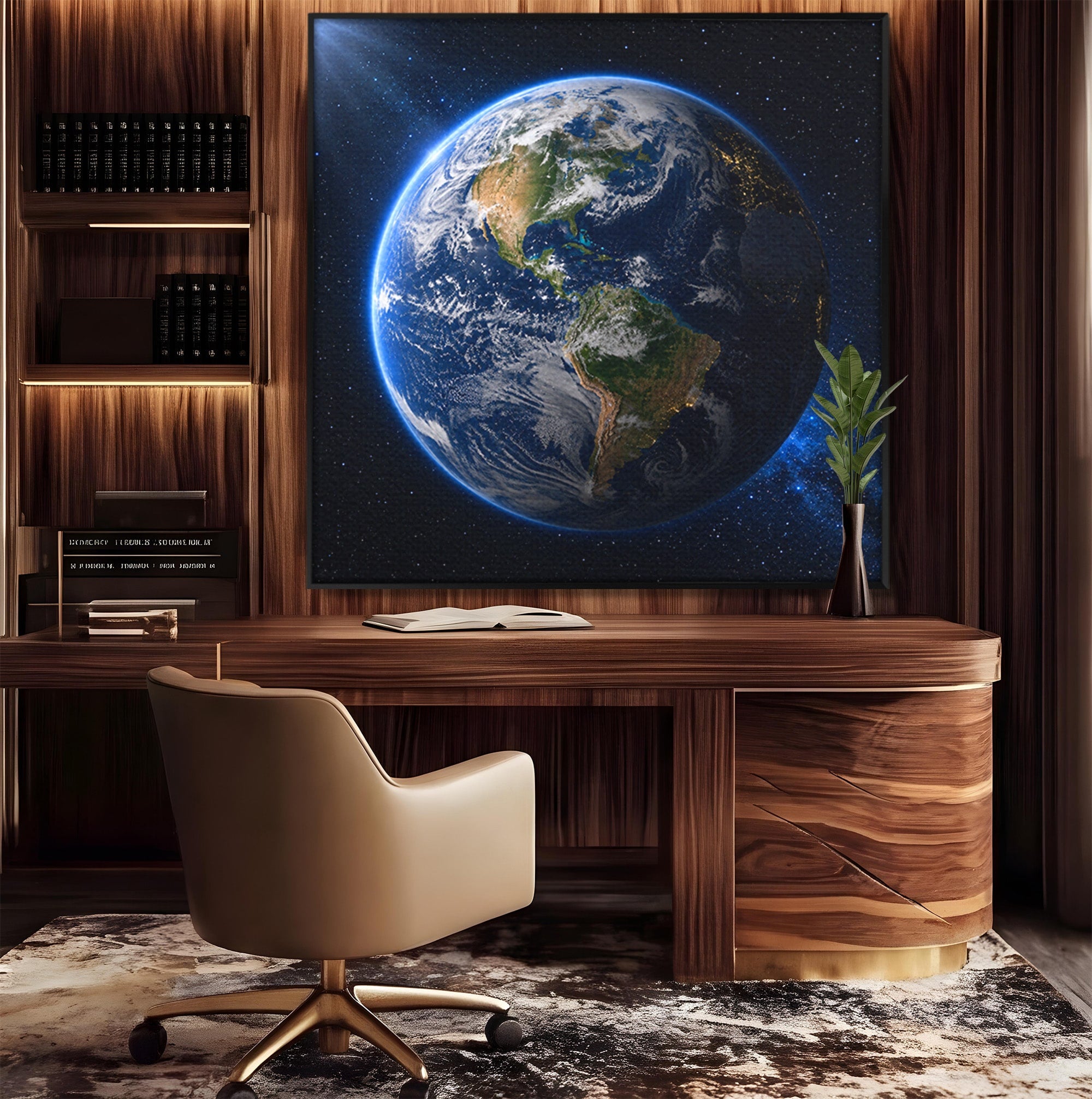 Tablou Canvas Premium LuxCanva® S1045, Pamantul Vazut Din Spatiu, Pamant, Spatiu, Planeta, Univers, Birou, Culori Vibrante