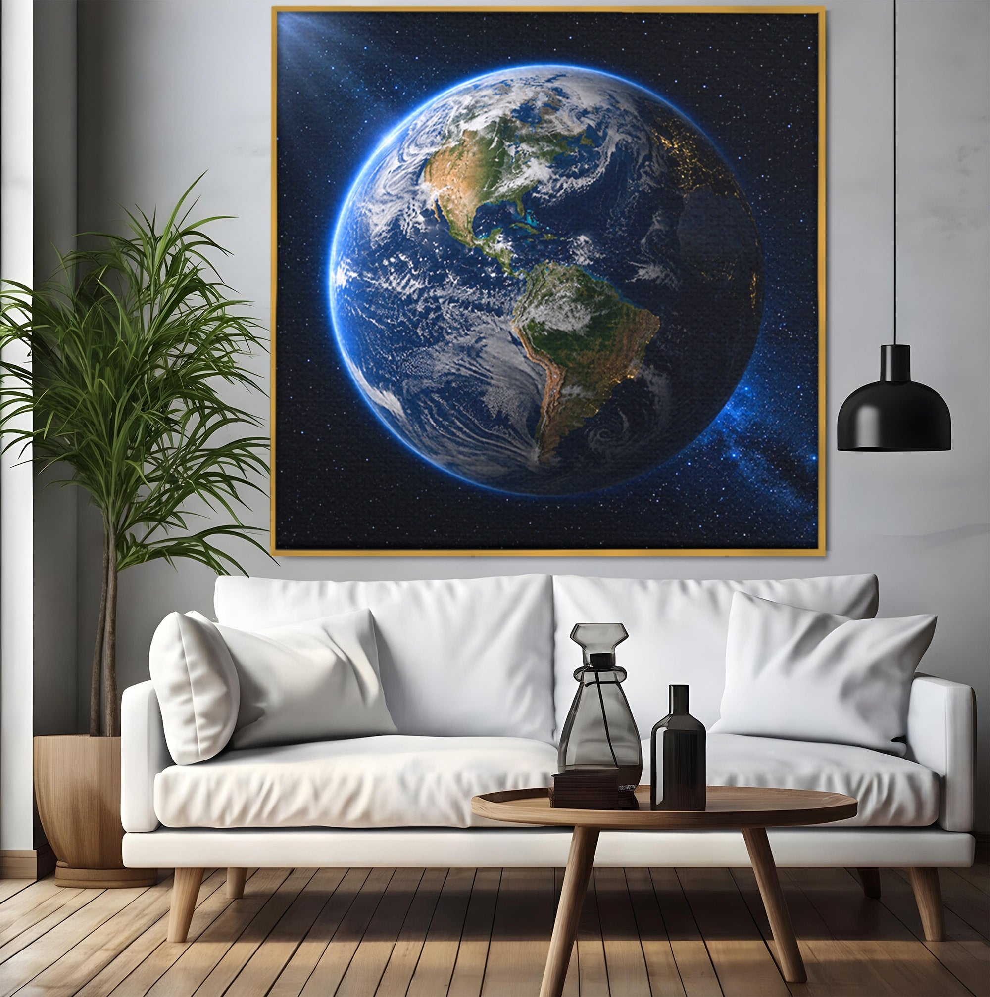 Tablou Canvas Premium LuxCanva® S1045, Pamantul Vazut Din Spatiu, Pamant, Spatiu, Planeta, Univers, Birou, Culori Vibrante