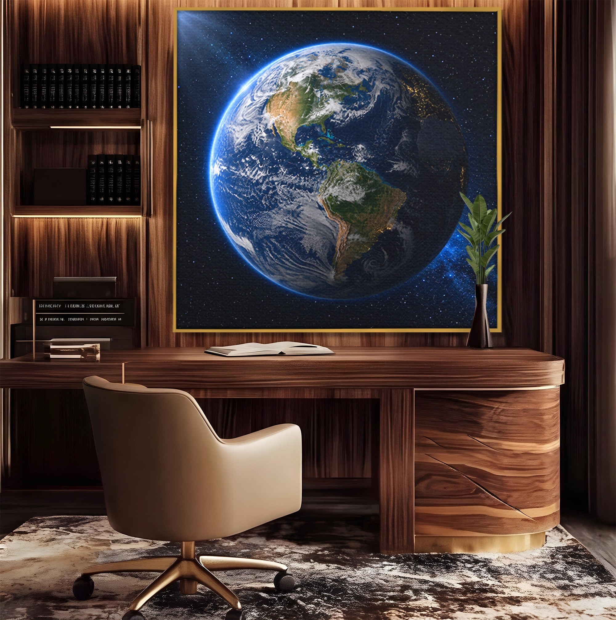 Tablou Canvas Premium LuxCanva® S1045, Pamantul Vazut Din Spatiu, Pamant, Spatiu, Planeta, Univers, Birou, Culori Vibrante