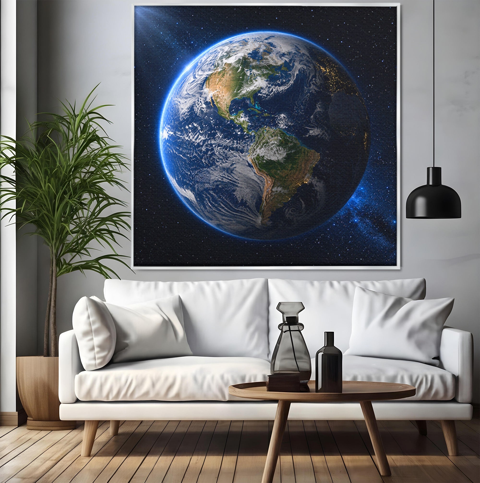 Tablou Canvas Premium LuxCanva® S1045, Pamantul Vazut Din Spatiu, Pamant, Spatiu, Planeta, Univers, Birou, Culori Vibrante