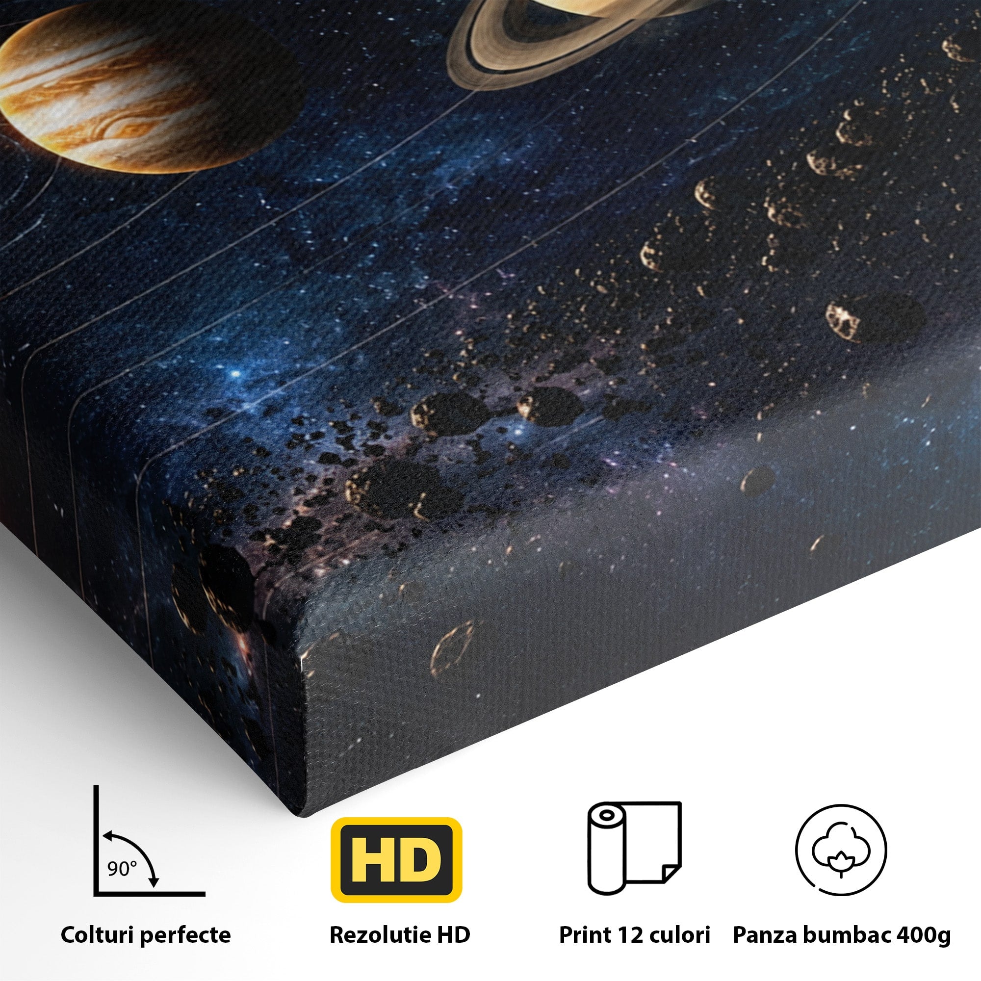 Tablou Canvas Premium LuxCanva® S1046, Sistem Solar Cosmic, Sistem Solar, Planete, Spatiu, Astronomie, Birou, Culori Vibrante