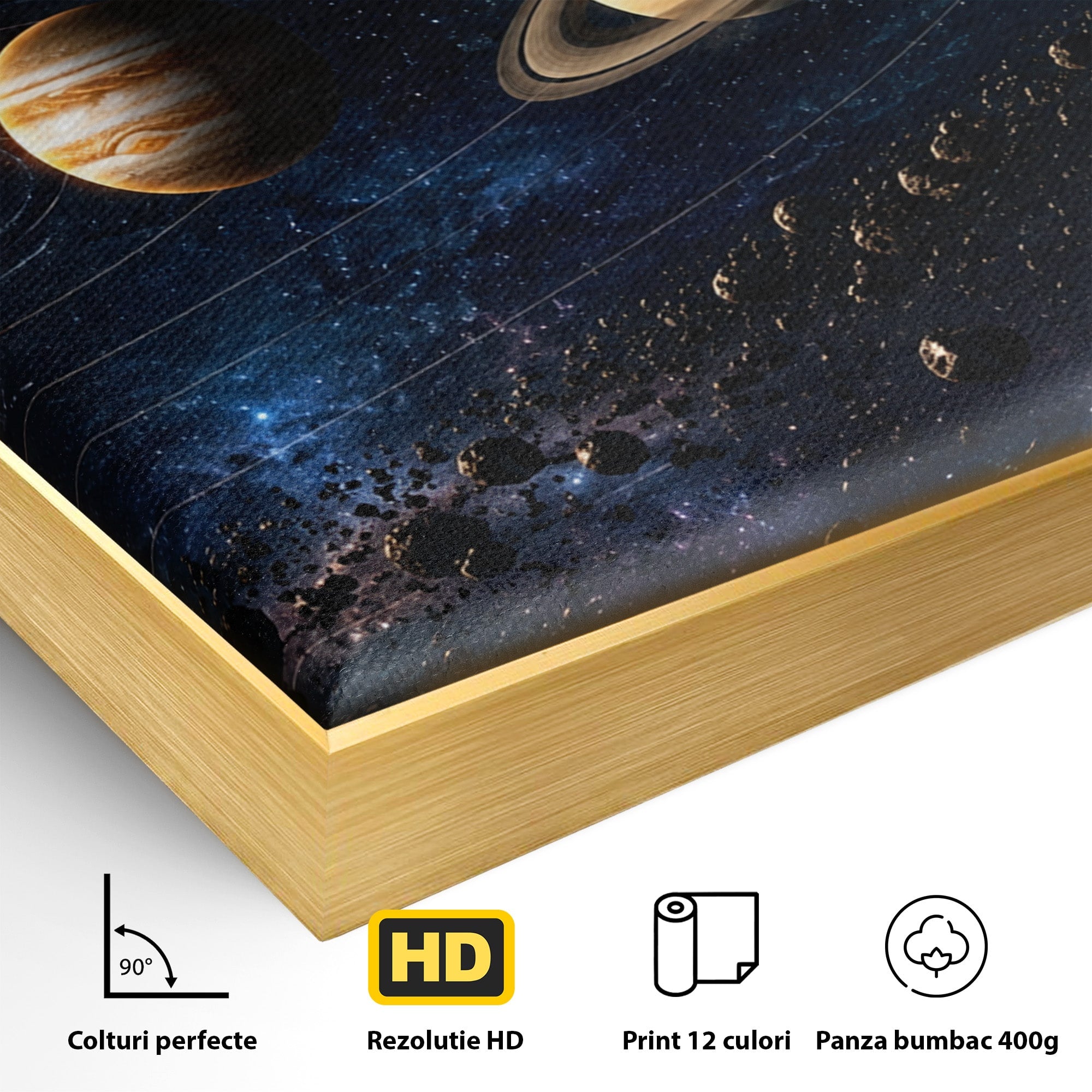 Tablou Canvas Premium LuxCanva® S1046, Sistem Solar Cosmic, Sistem Solar, Planete, Spatiu, Astronomie, Birou, Culori Vibrante