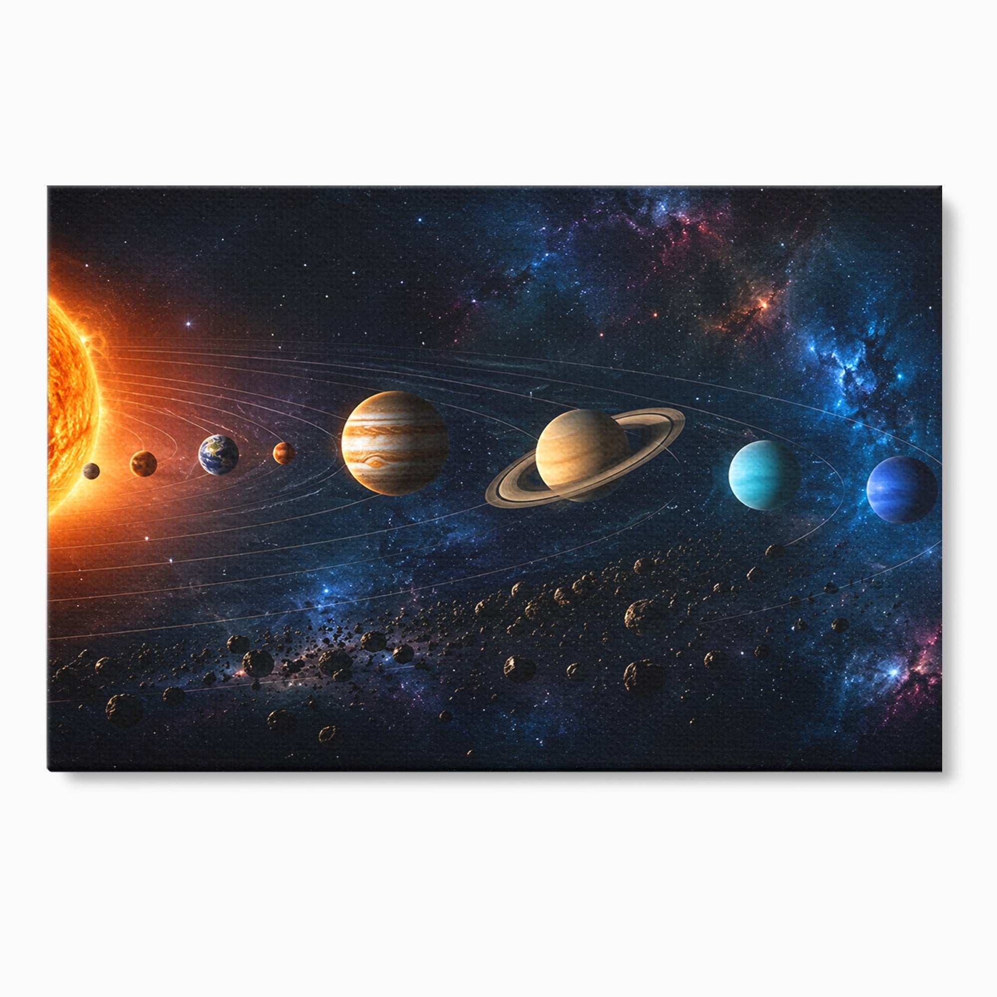 Tablou Canvas Premium LuxCanva® S1046, Sistem Solar Cosmic, Sistem Solar, Planete, Spatiu, Astronomie, Birou, Culori Vibrante