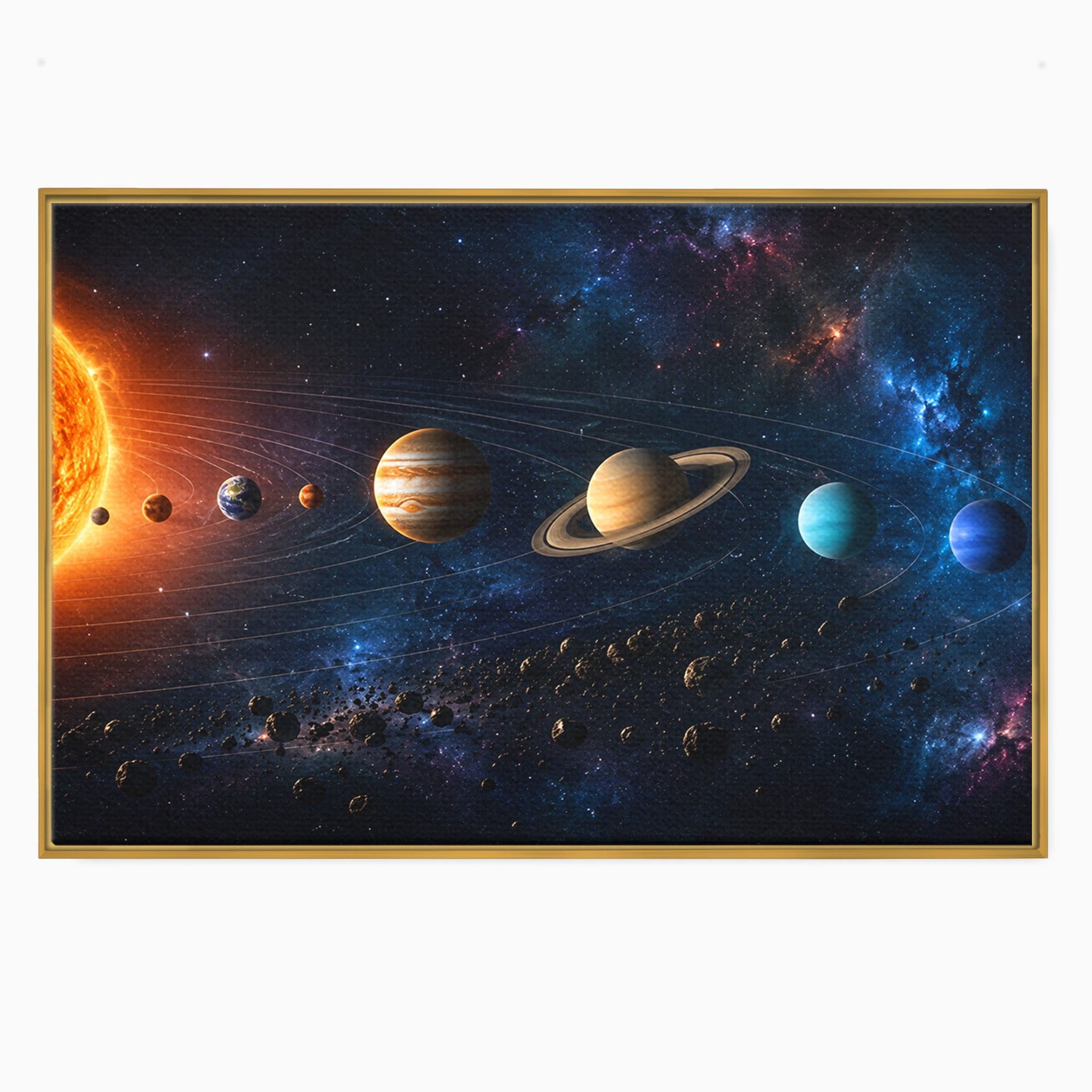 Tablou Canvas Premium LuxCanva® S1046, Sistem Solar Cosmic, Sistem Solar, Planete, Spatiu, Astronomie, Birou, Culori Vibrante