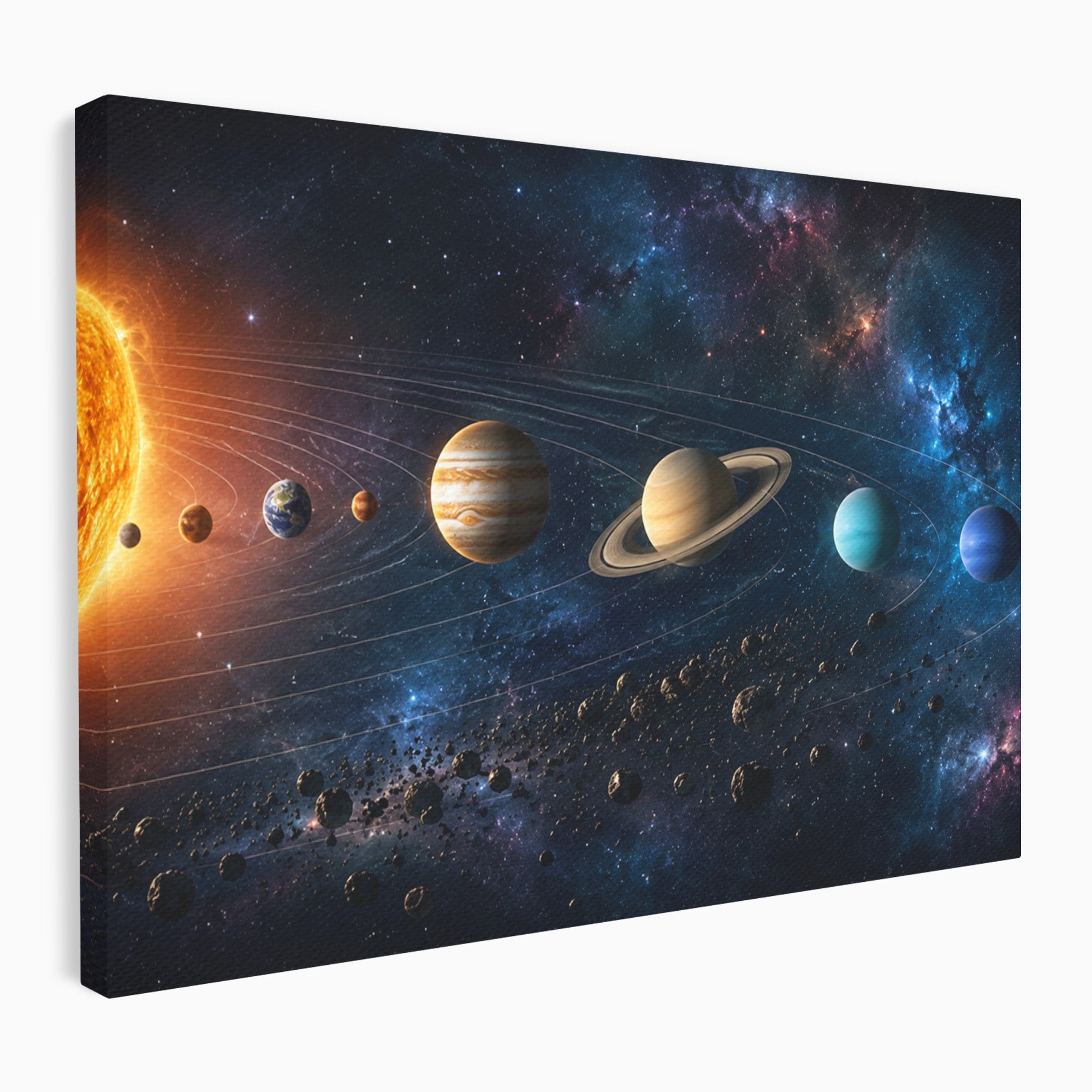 Tablou Canvas Premium LuxCanva® S1046, Sistem Solar Cosmic, Sistem Solar, Planete, Spatiu, Astronomie, Birou, Culori Vibrante