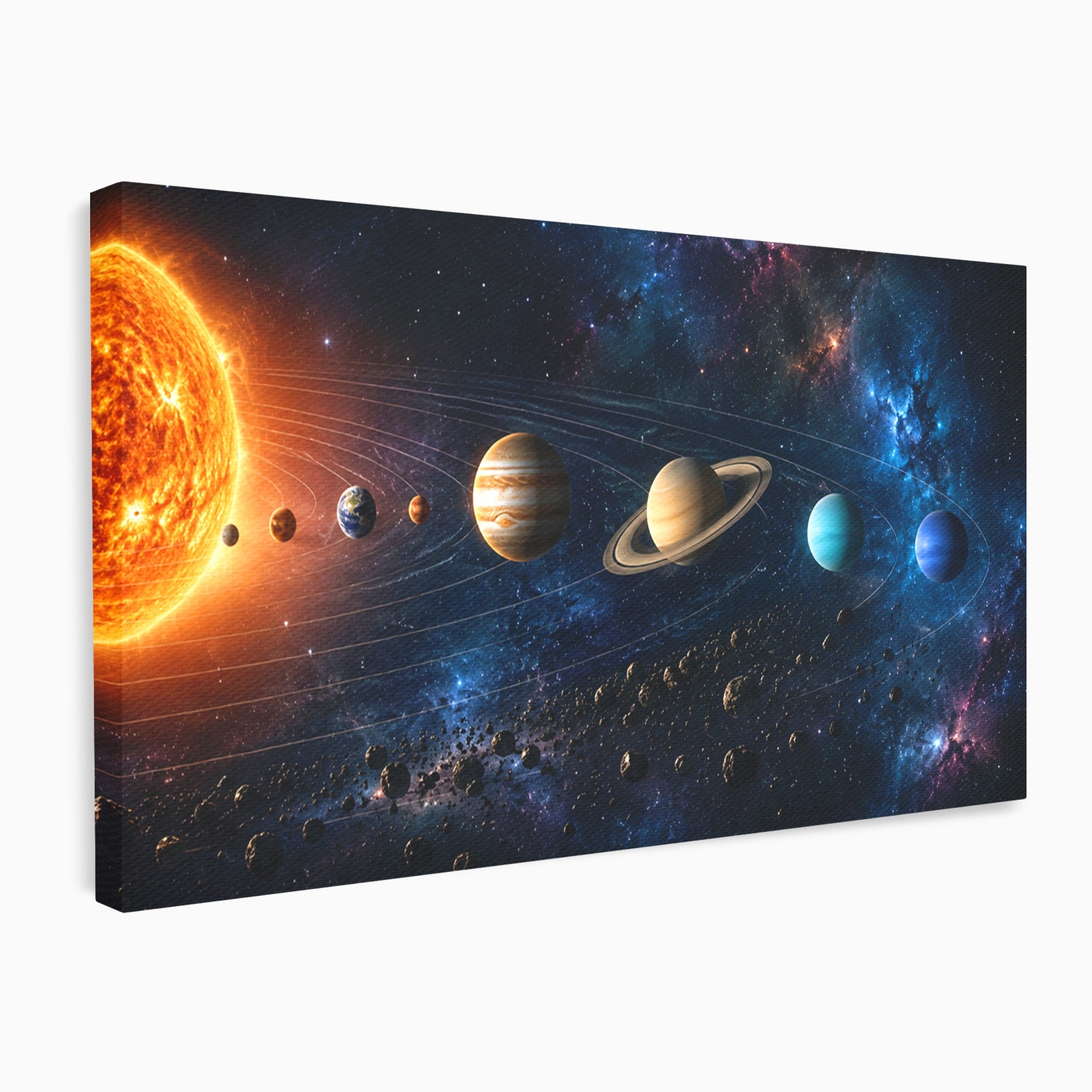 Tablou Canvas Premium LuxCanva® S1046, Sistem Solar Cosmic, Sistem Solar, Planete, Spatiu, Astronomie, Birou, Culori Vibrante